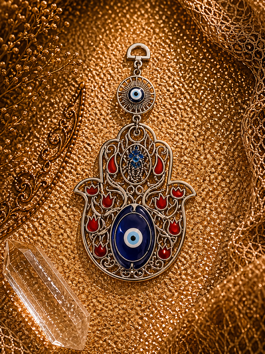 Evil Eye Hamsa Guardian – 5" Hand of Calm & Clarity Protection • Calm • Clarity