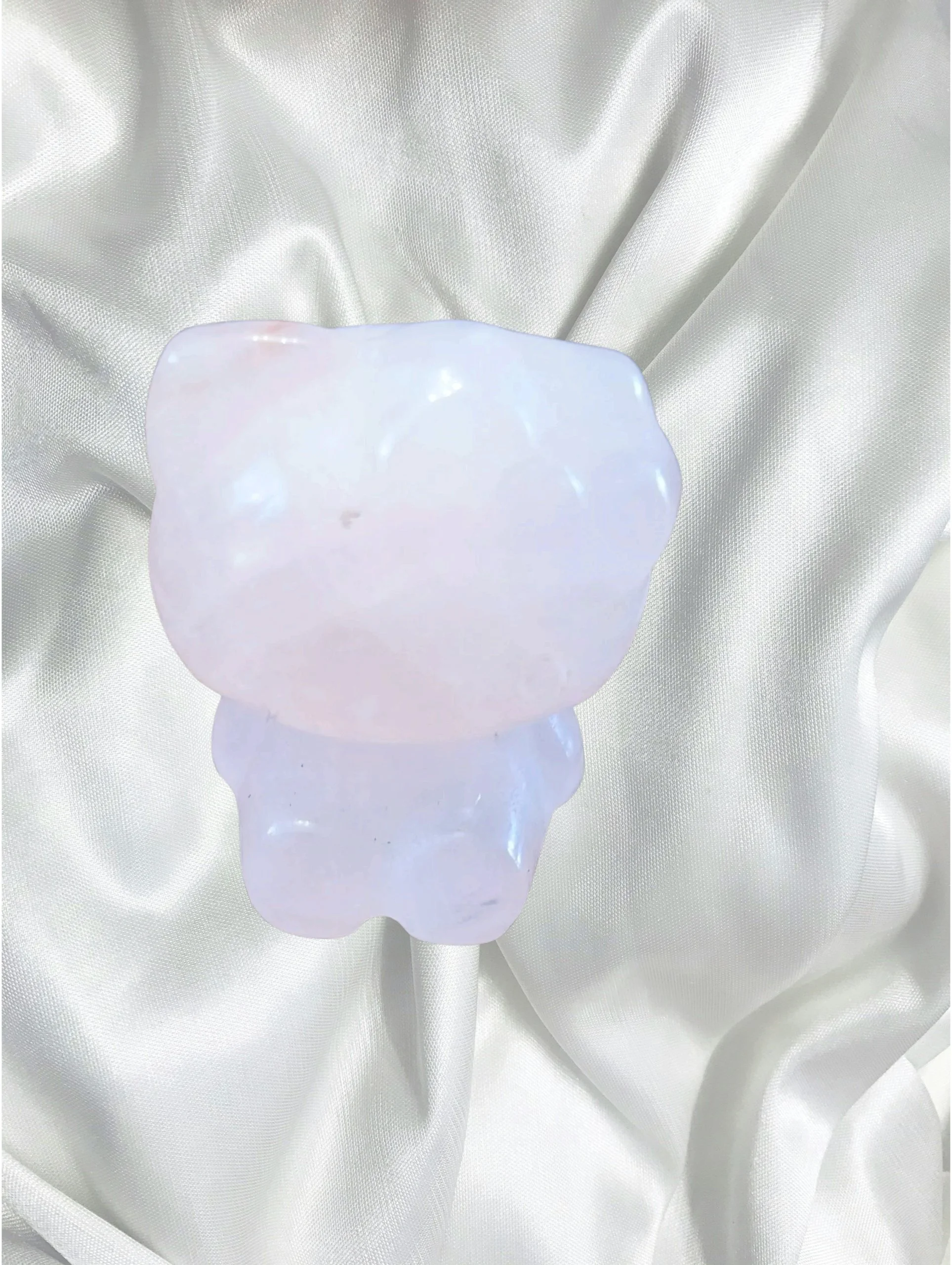 💗 Rose Quartz Hello Kitty Carving  Love • Comfort • Emotional Healing 🌸🎀