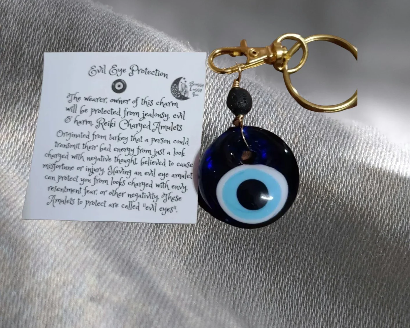 🧿✨ Evil Eye Diffuser Keychain – Reiki Charged with Lava Bead Protection ✨🧿