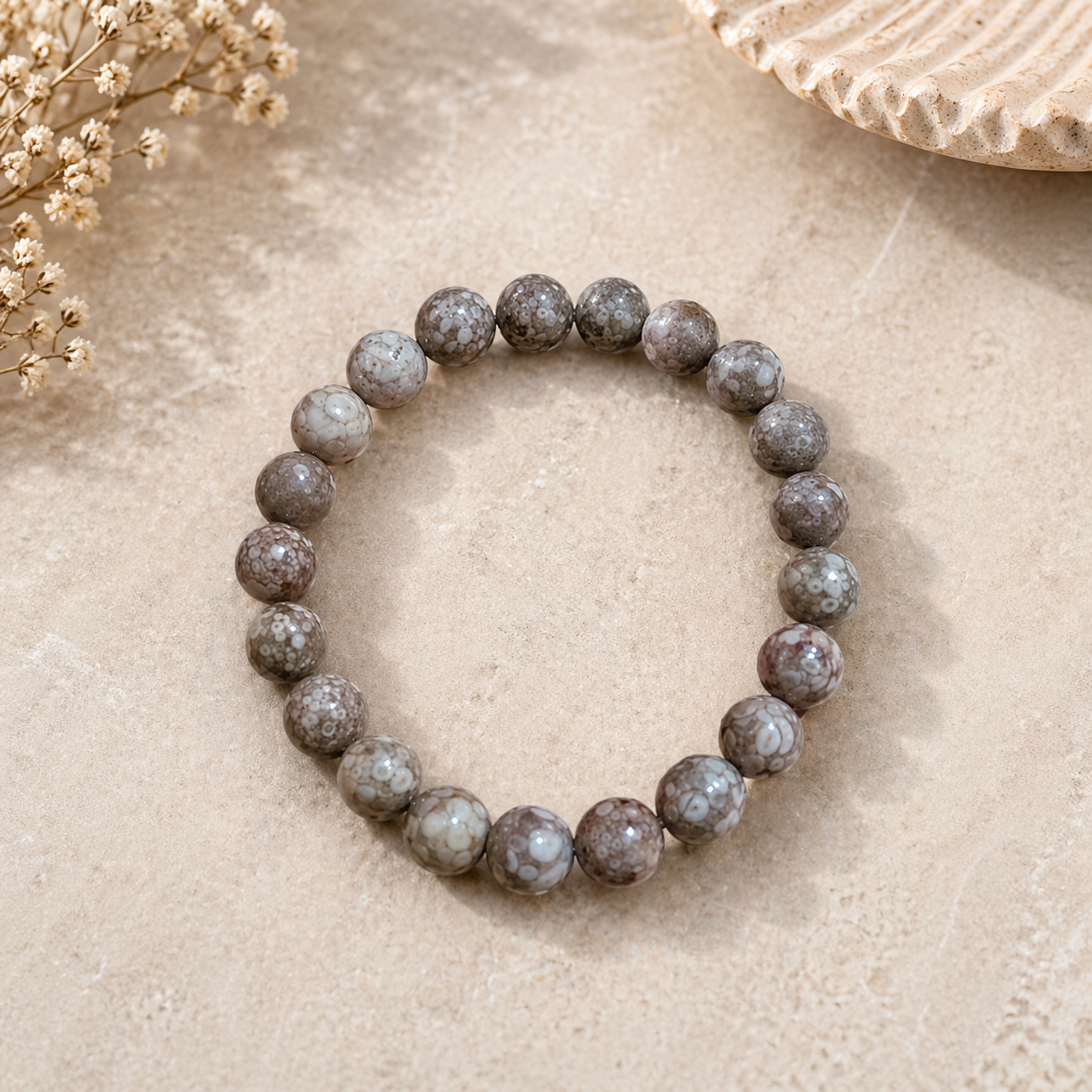 Fossil Coral Stretch Bracelet – Grounding, Stability & Transformation