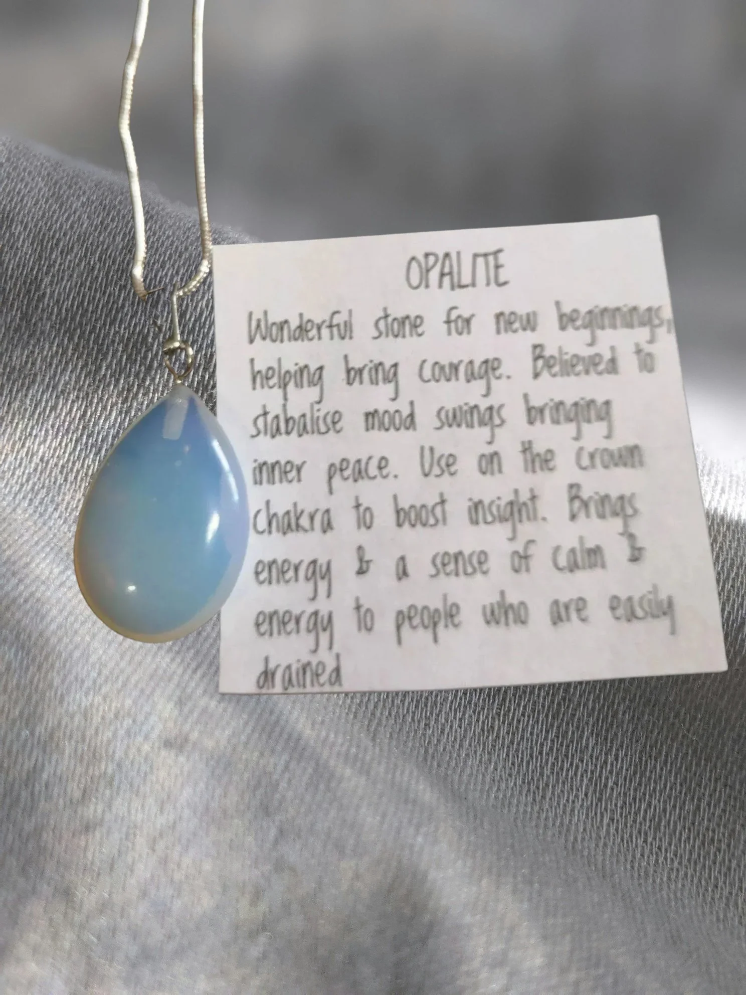 Opalite Teardrop Pendant – Confidence • Intuition • Prosperity