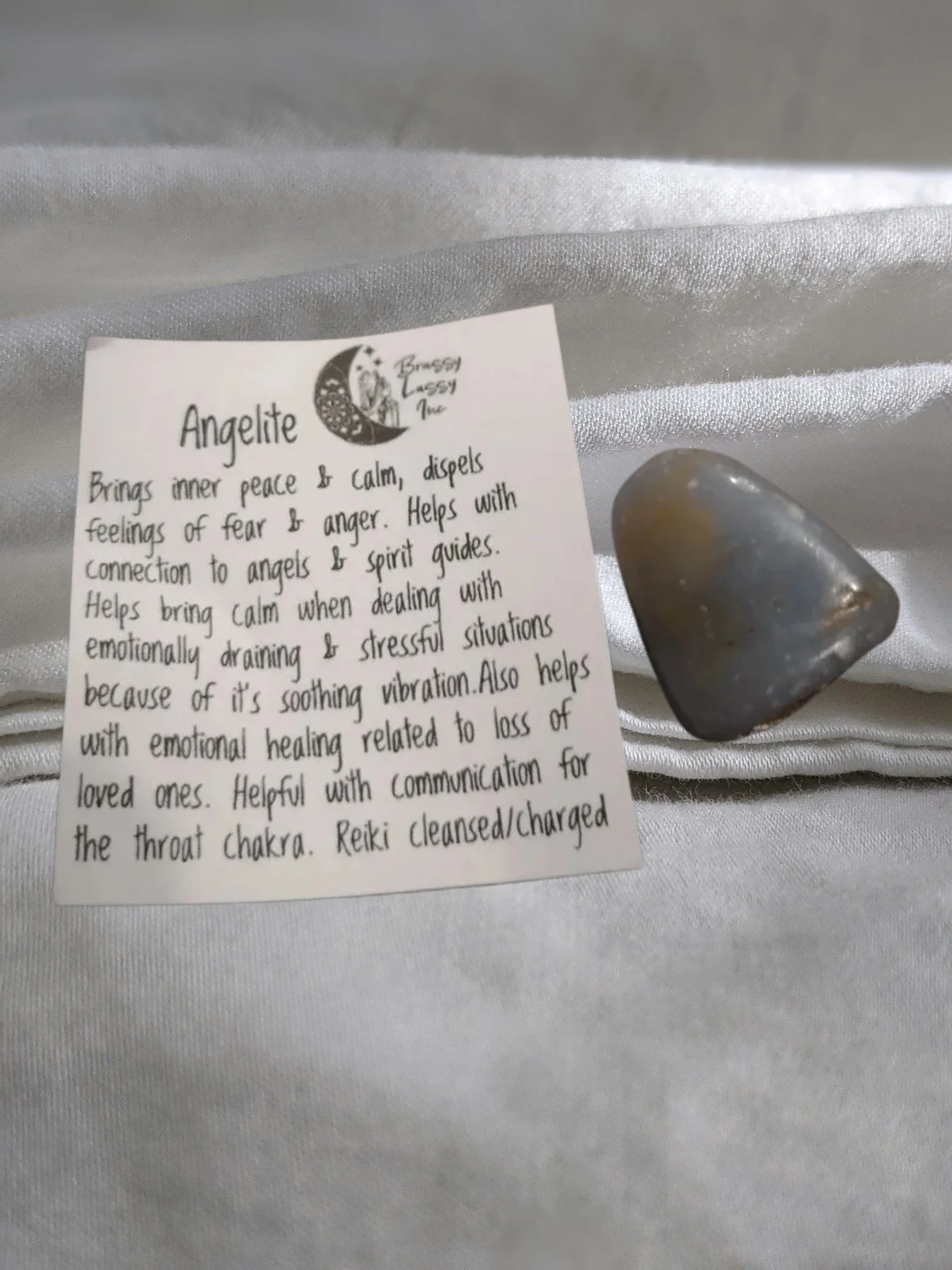 Polished Angelite – Whisper of Peace