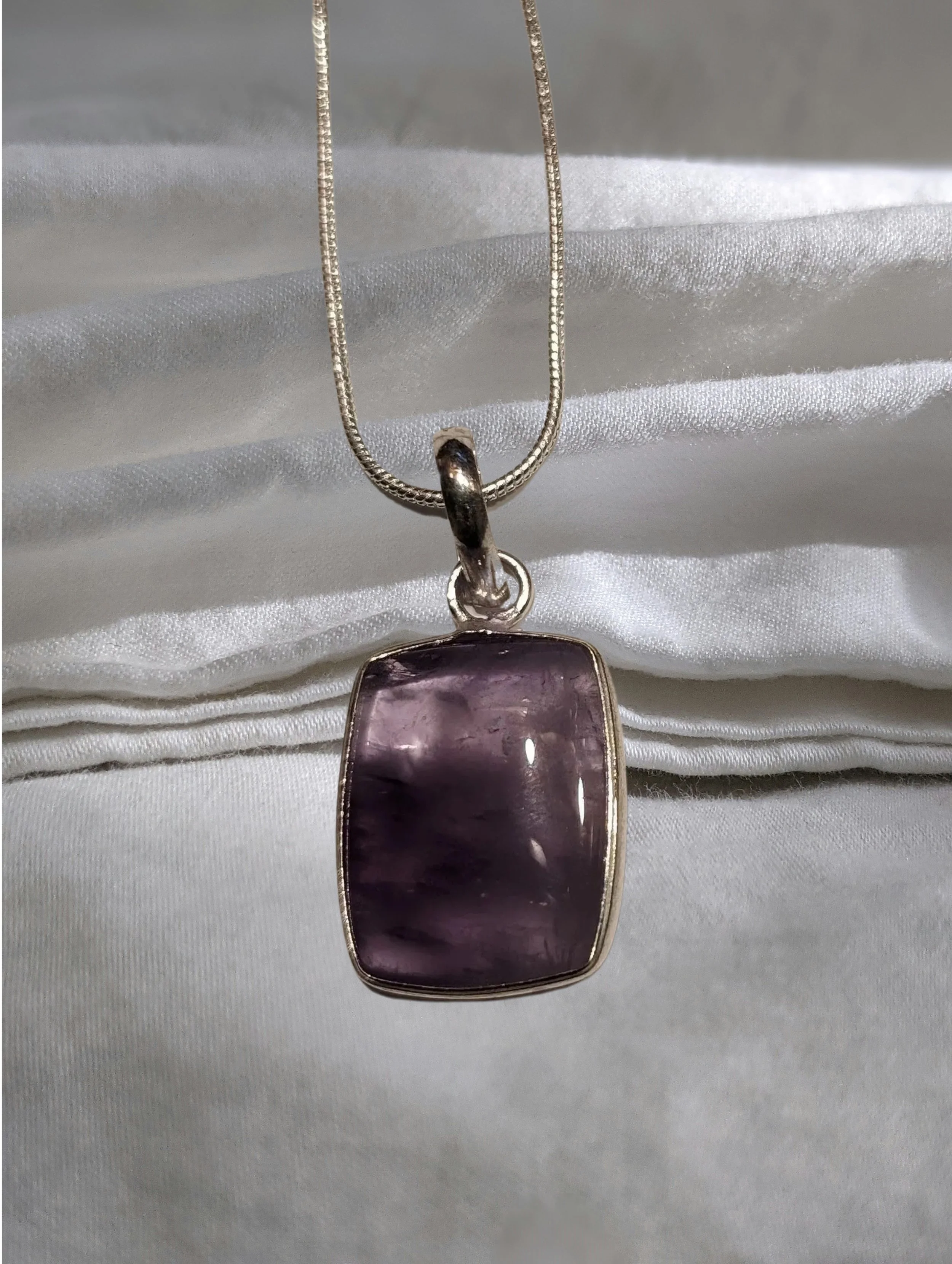 Amethyst Square Sterling Set Pendant – Intuition • Peace • Higher Awareness