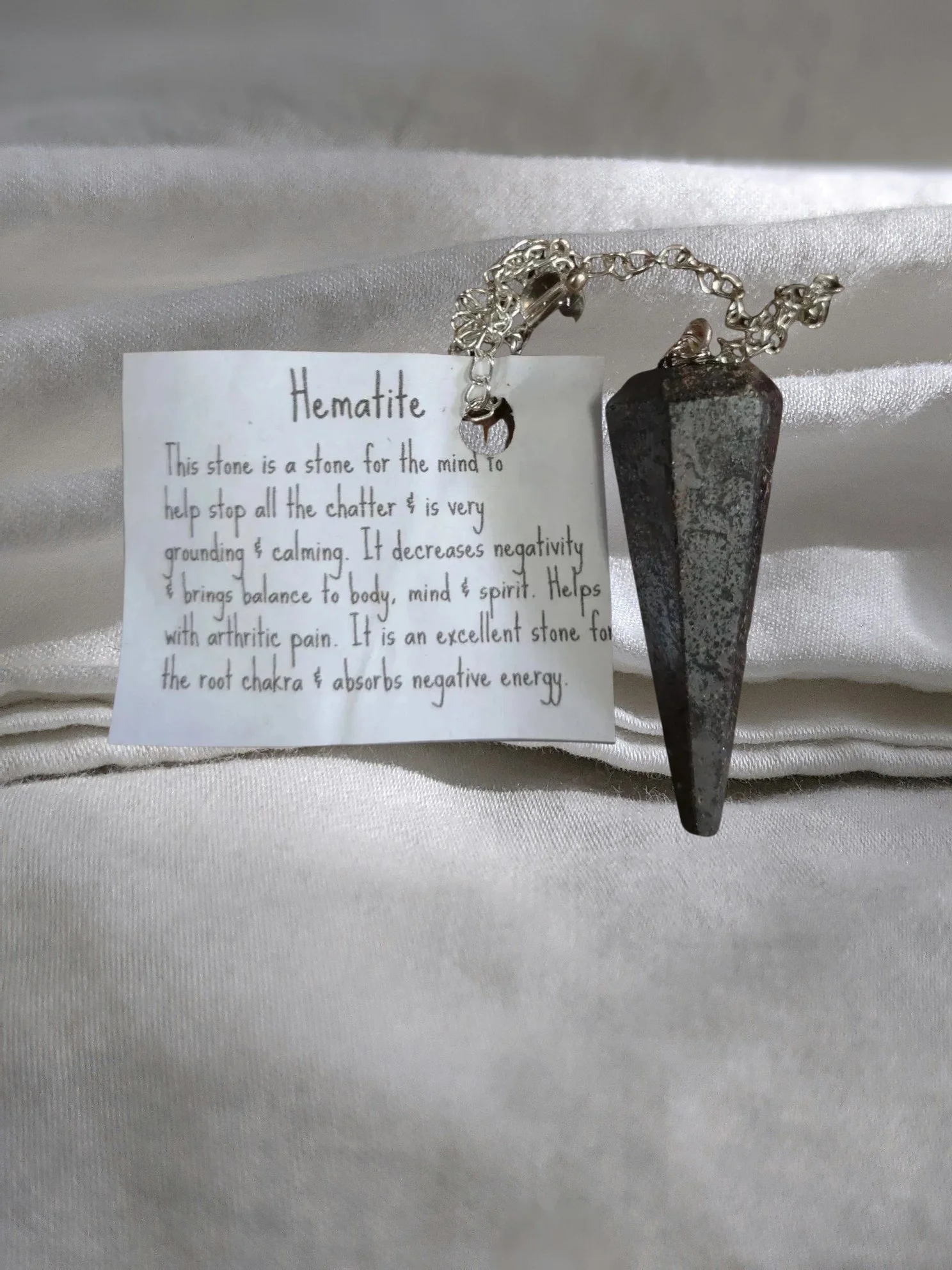 ⚫✨ Hematite Pendulum – Reiki‑Charged for Grounding & Focus ✨⚫
