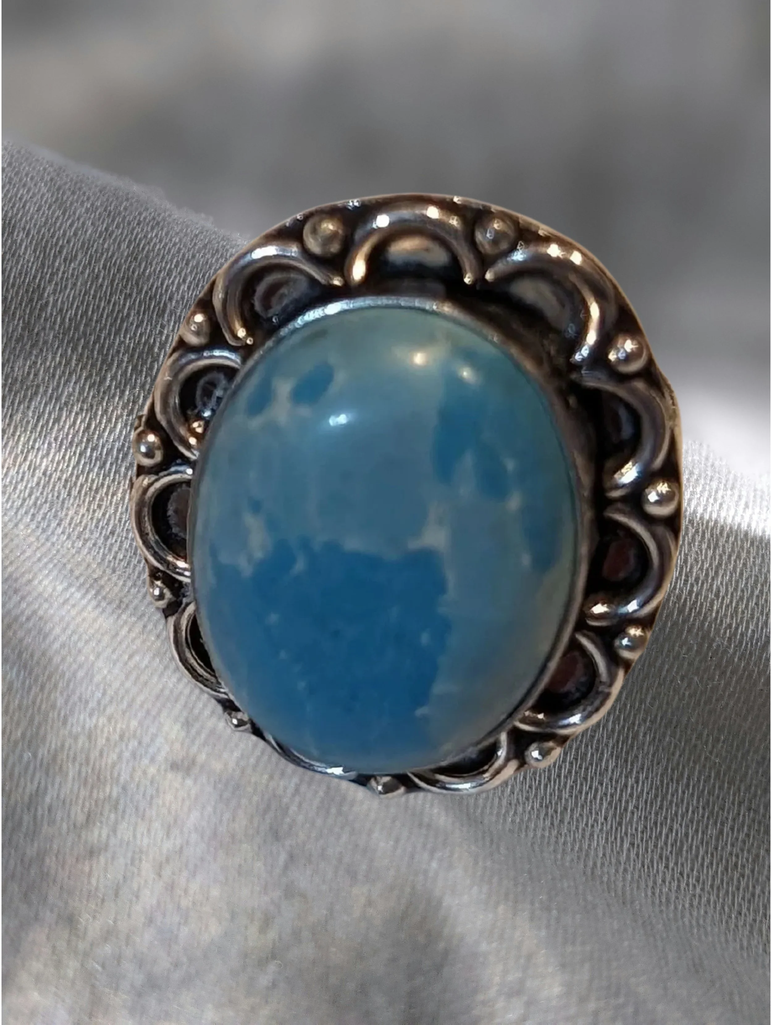 🌊💫 Larimar Oval Sterling Silver Ring — Size 8 💫🌊  Calm • Emotional Balance • Gentle Renewal