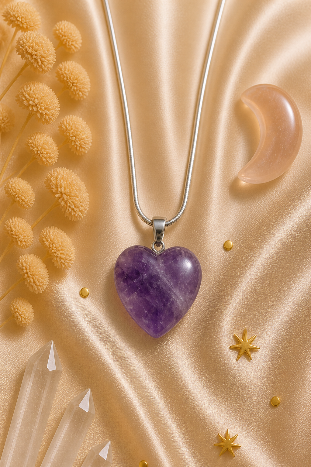 Amethyst Heart Pendant – Calm • Protection • Inner Peace