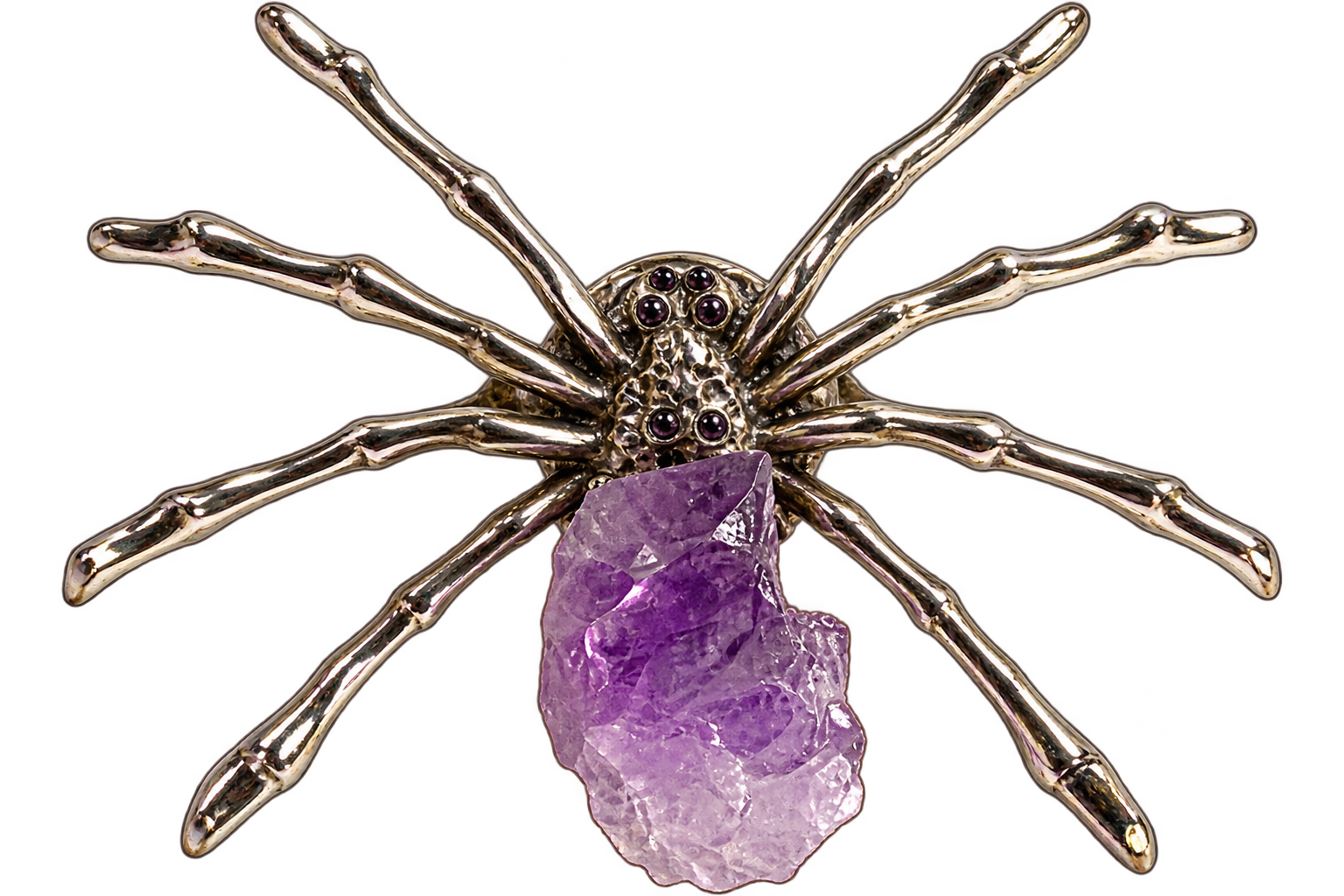 Amethyst Spider Brooch | Creepy Cute Crystal Accessory