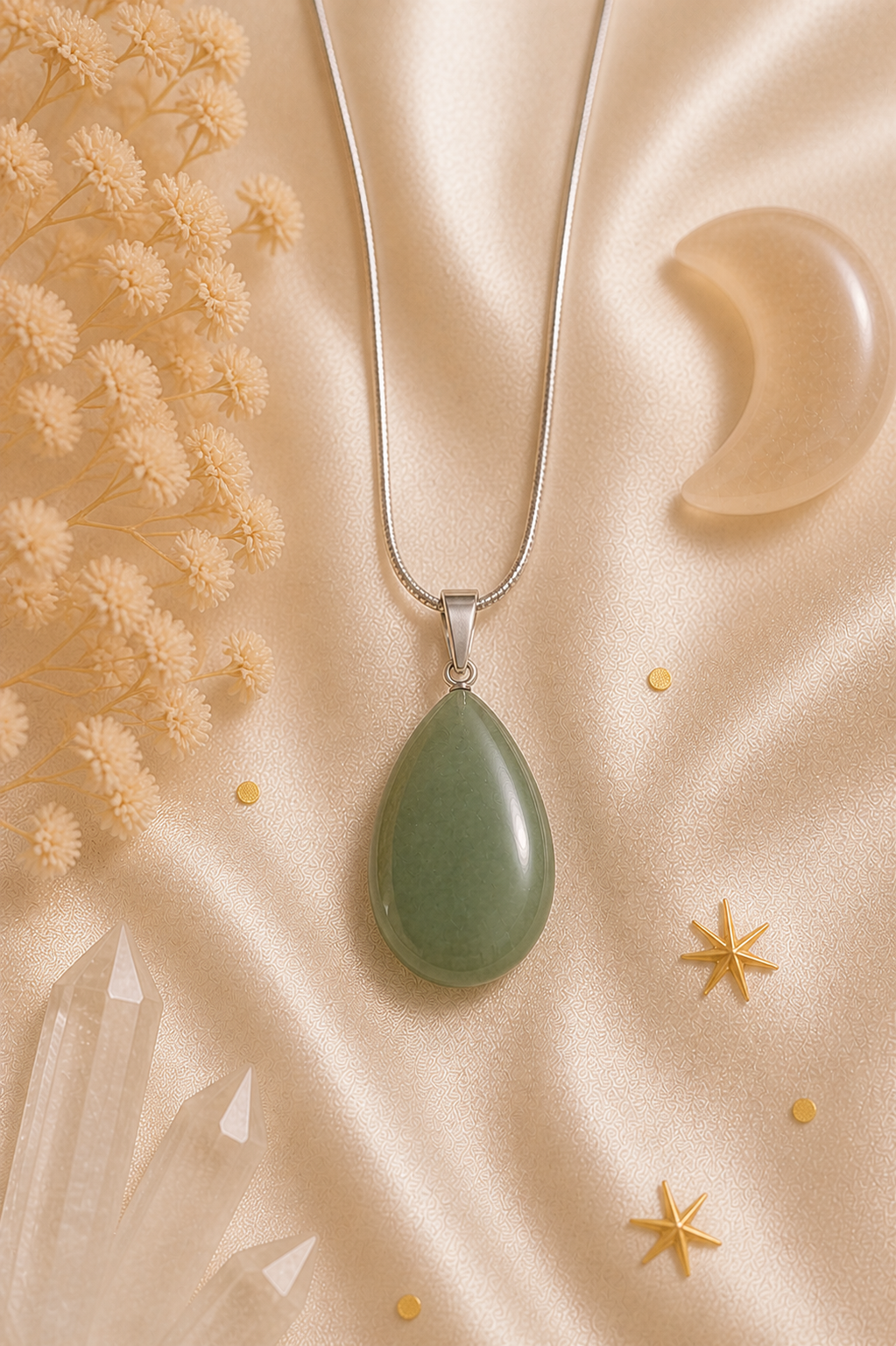 Green Aventurine Teardrop Pendant – Abundance• Luck • Joy