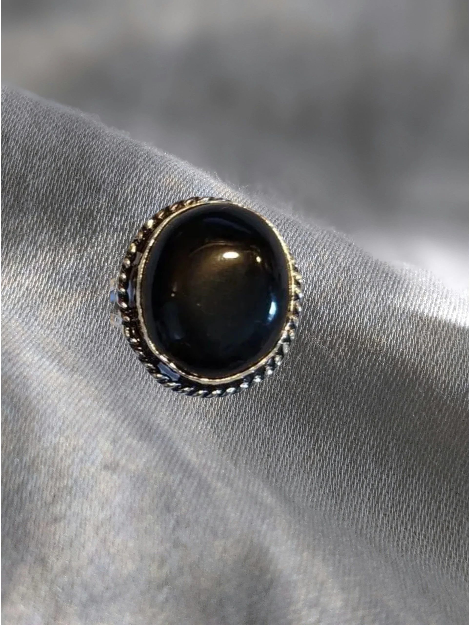 🖤✨ Obsidian Sterling Silver Ring – Size 7.5  Protection • Clarity • Grounding • Inner Strength ✨🖤