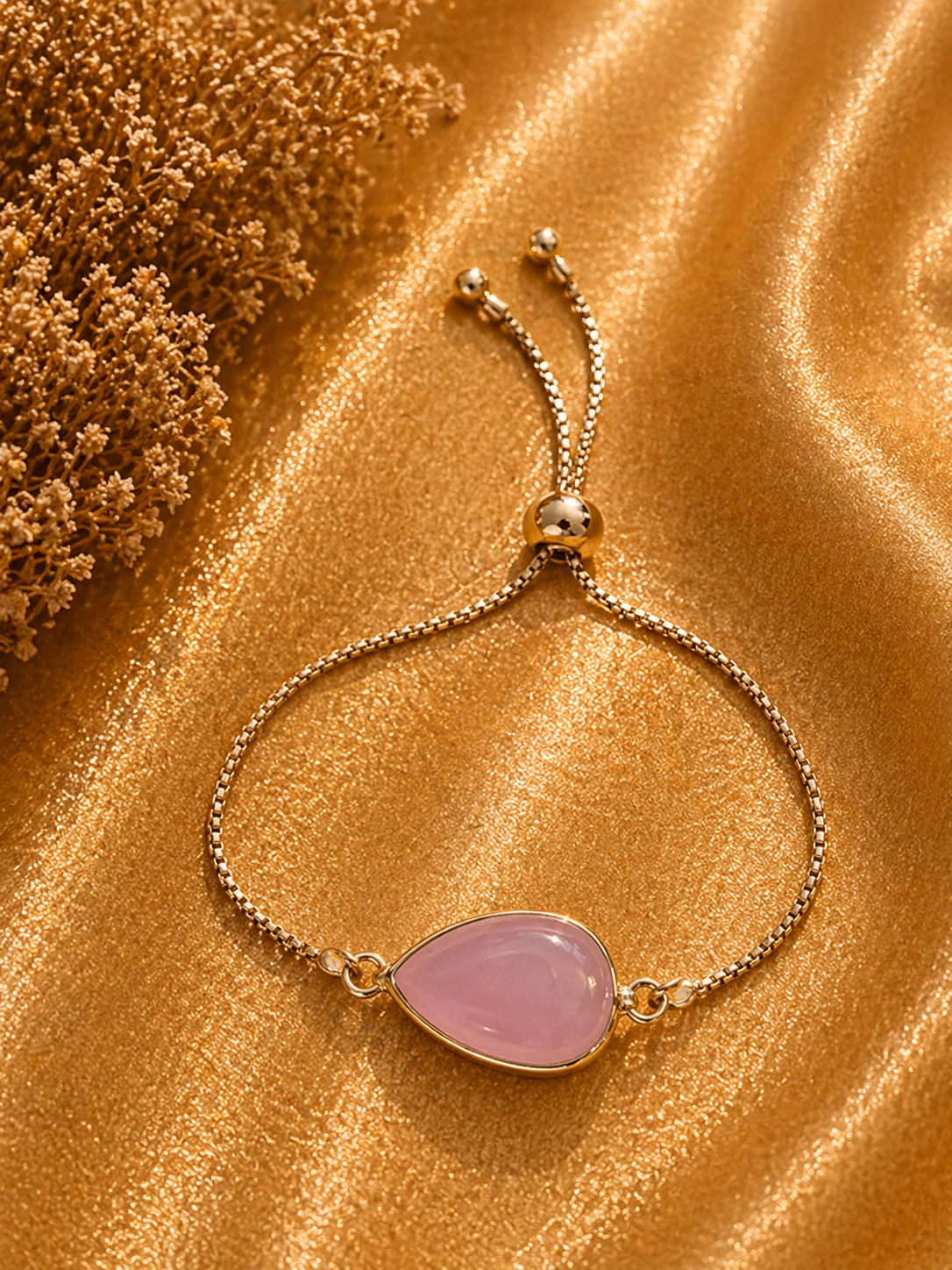 Rose Quartz Sterling Silver Slider Bracelet – Compassion & Self-Love