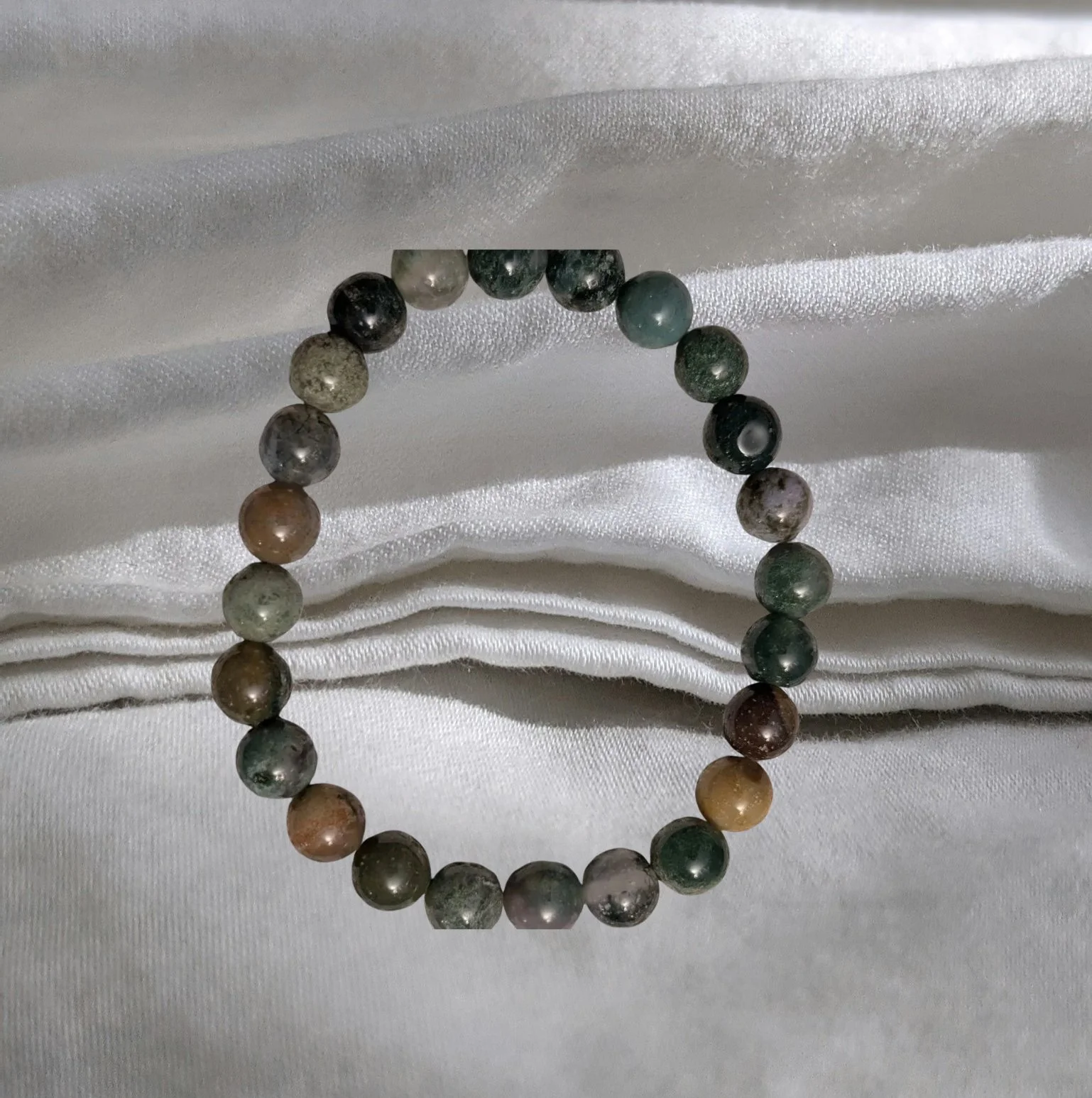 🌿 India Agate Stretch Bracelet – Stability, Protection & Inner Peace