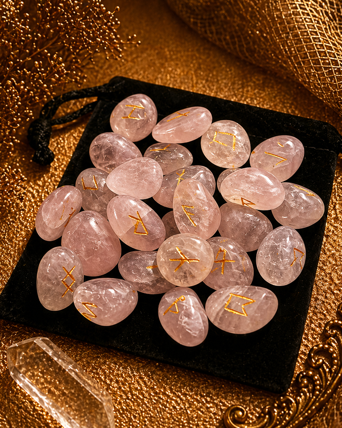Rose Quartz Rune Set (Medium 20–25mm) – Love • Heart Wisdom