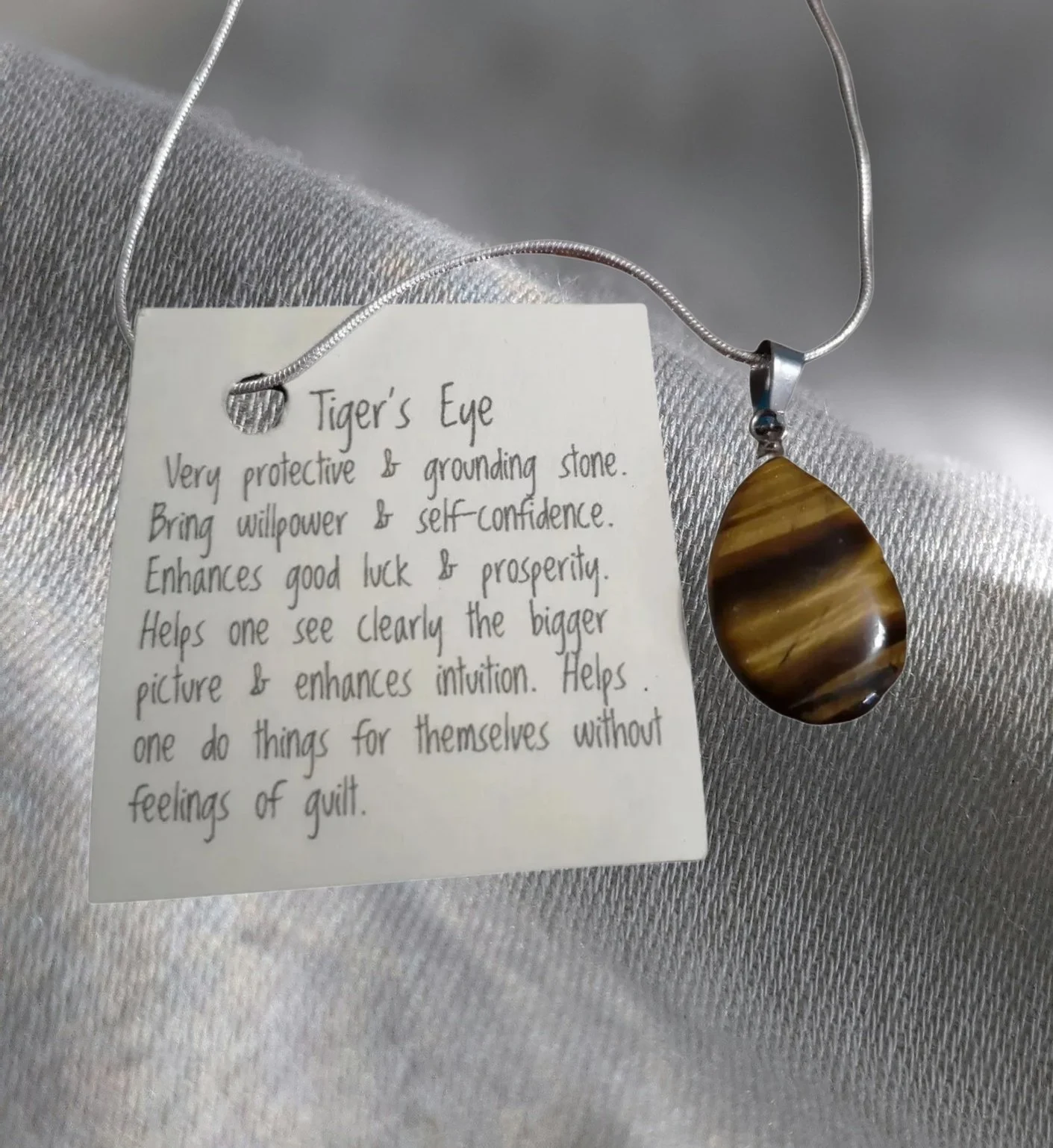 Tiger’s Eye Teardrop Pendant – Protection • Grounding • Confidence