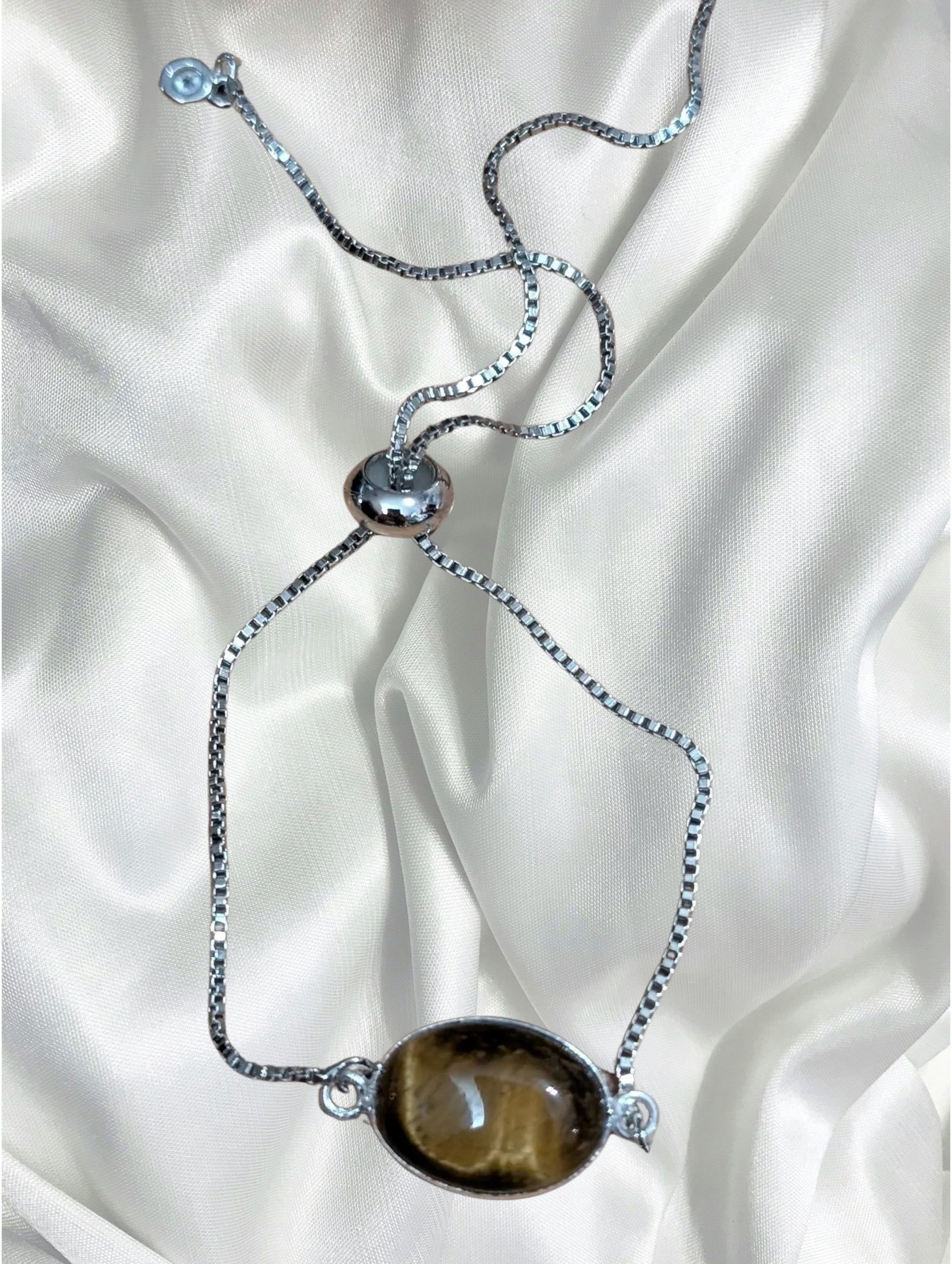 Tiger's Eye Slider Bracelet- Sterling Silver