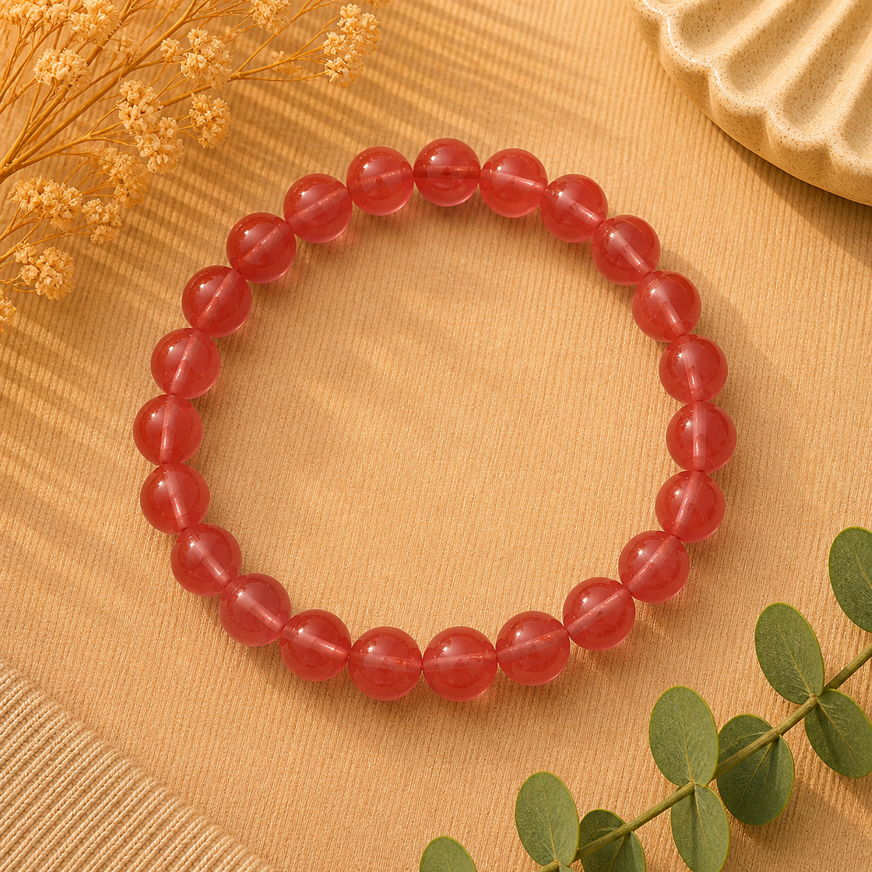 Cherry Quartz Stretch Bracelet – Renewal, Love & Emotional Clarity
