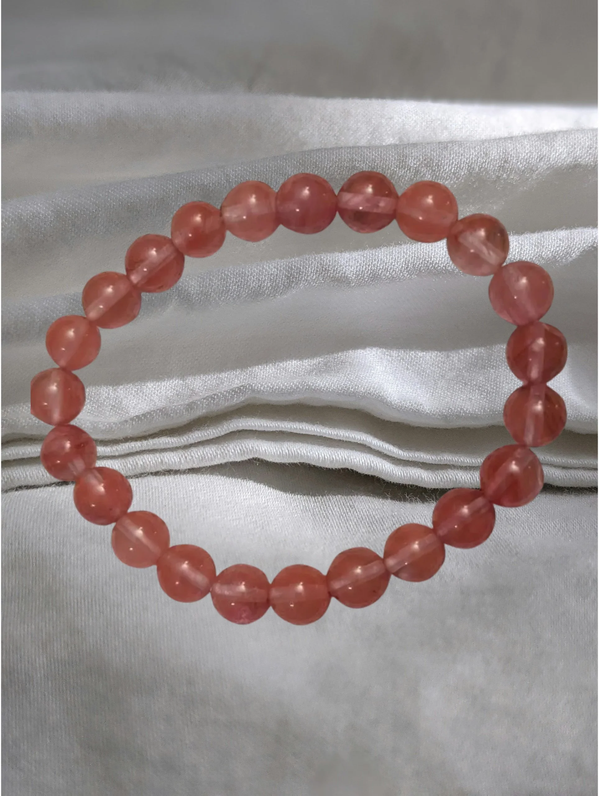 🌸 Cherry Quartz Stretch Bracelet – Renewal, Love & Emotional Clarity