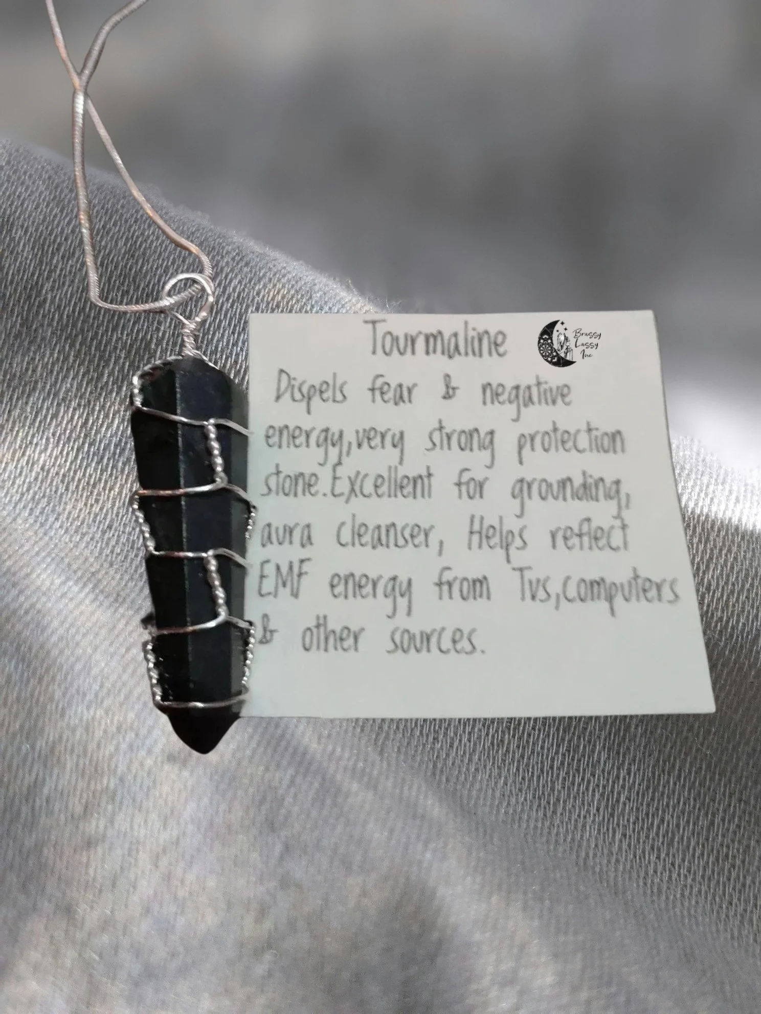 🖤 Black Tourmaline Wire-Wrapped Point Pendant Necklace  ✨ Protection • Vitality • Grounded Balance