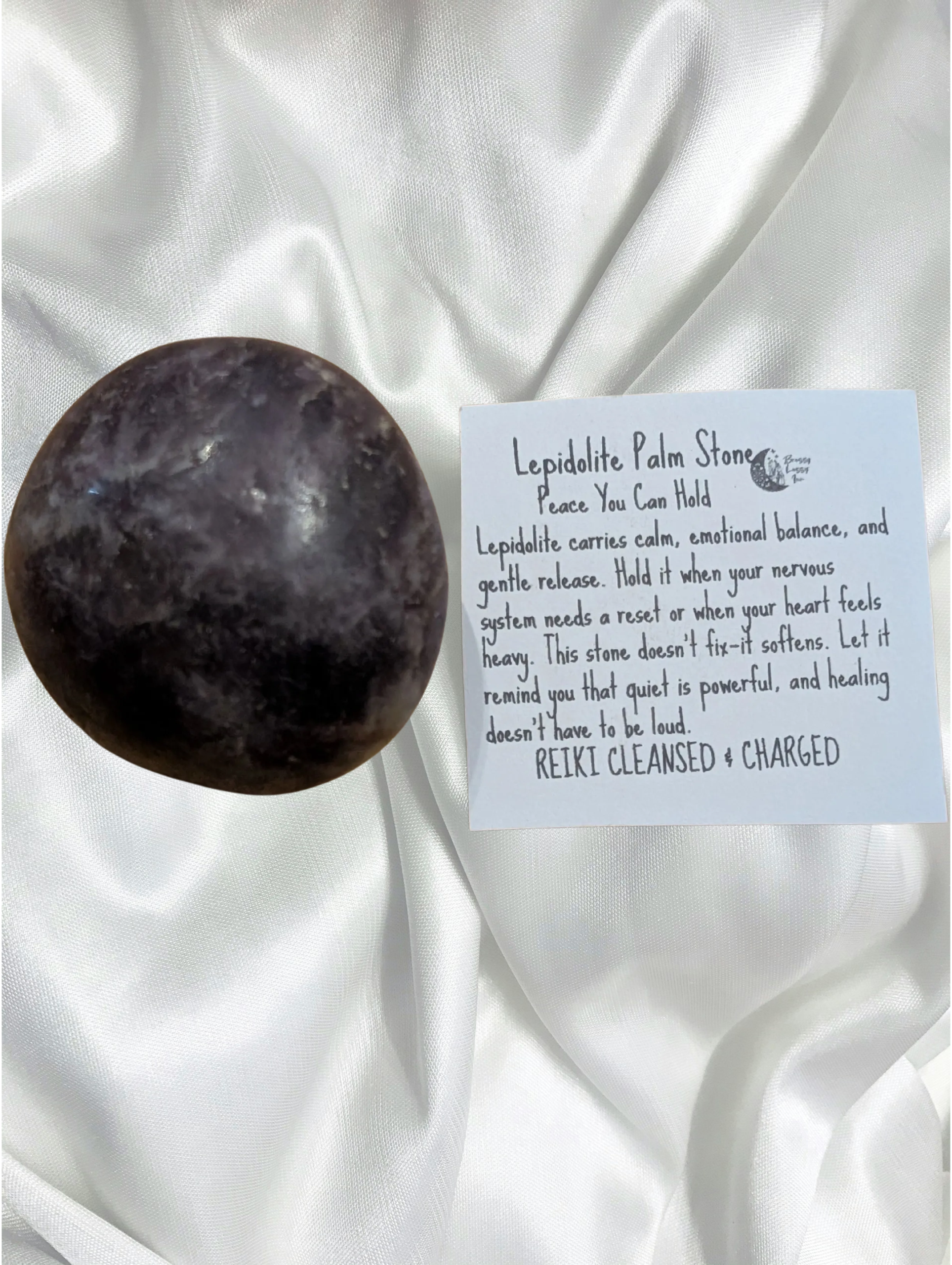 Lepidolite Palm Stone – Calming Crystal for Stress Relief