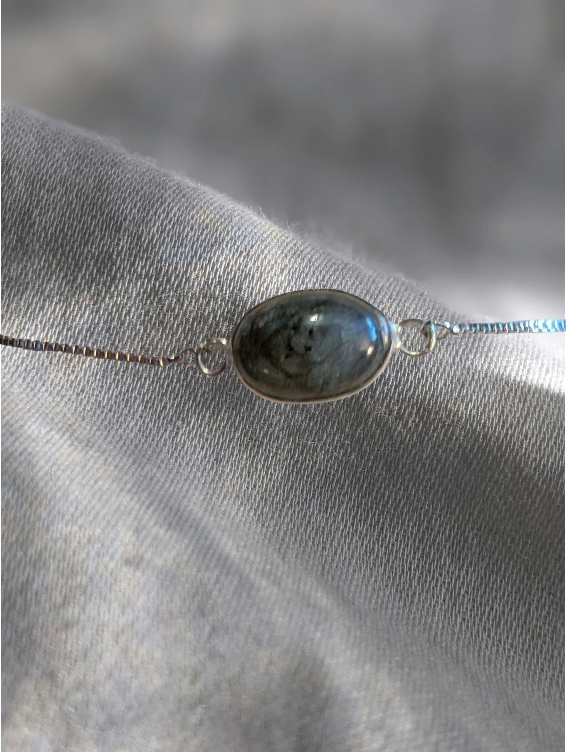 Labradorite Sterling Slider Bracelet —  transformation and intuition