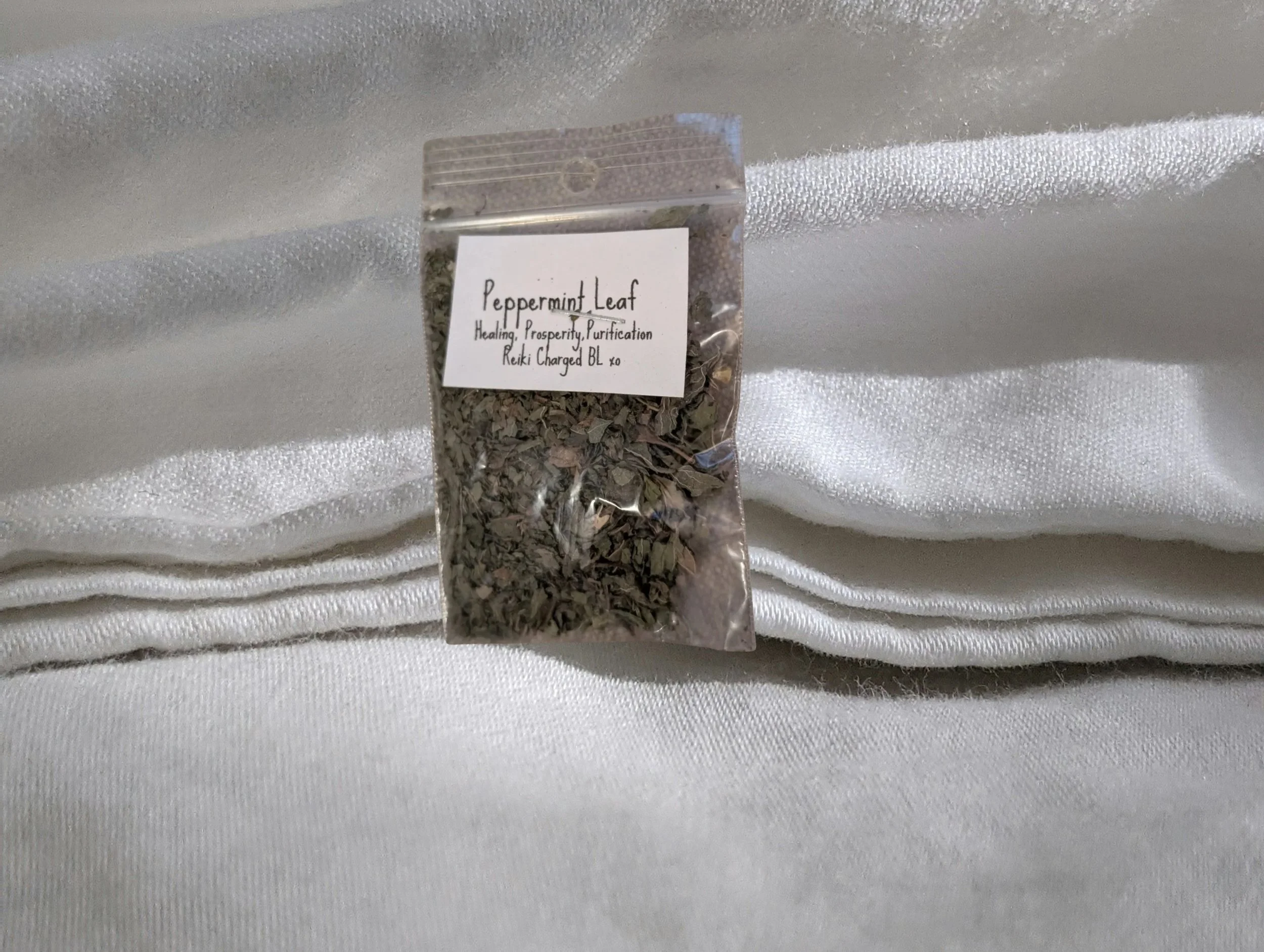 Peppermint Leaf herbs (2x3" bag) Reiki Charged Pouch for Vitality & Energetic Clarity ✨💚