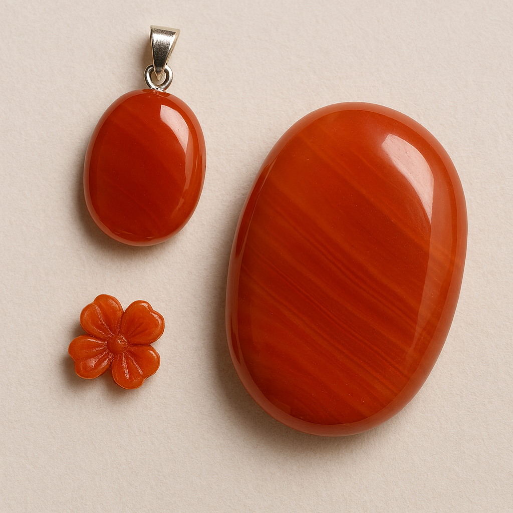 Carnelian
Motivation • Creativity • Confidence – Pendants, bracelets, carvings & crystals