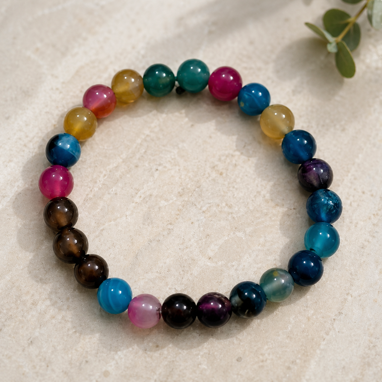 Multi-Coloured Agate Stretch Bracelet – Balance & Everyday Energy