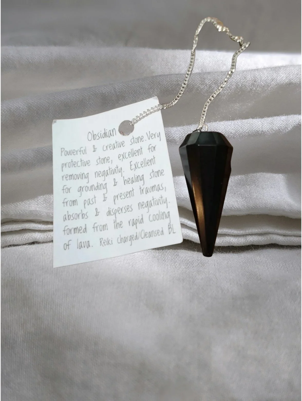 ⚫🌑 Obsidian Pendulum – Reiki‑Charged for Protection & Clarity 🌑⚫