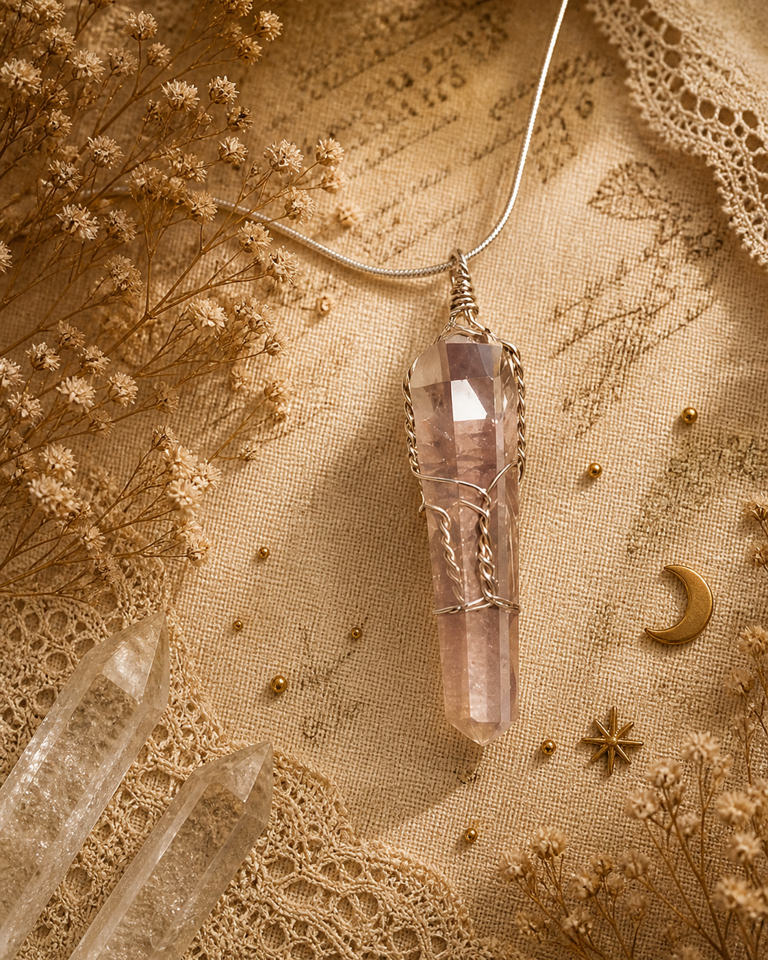 Clear Quartz Wire-Wrapped Point Pendant Necklace  ✨ Healing • Harmony • Creative Clarity