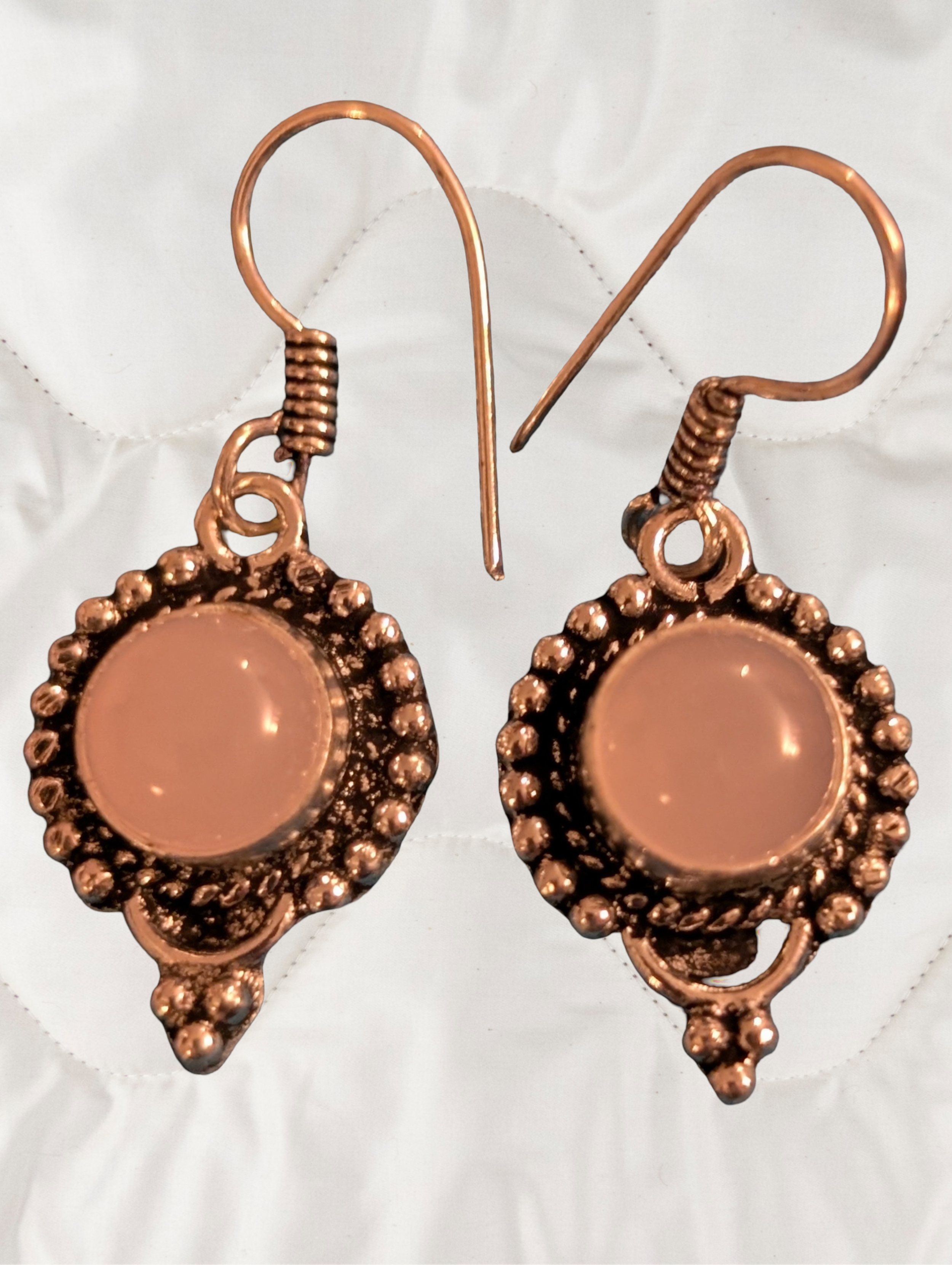 🌸 Rose Quartz Beaded Sterling Silver Earrings 🌸