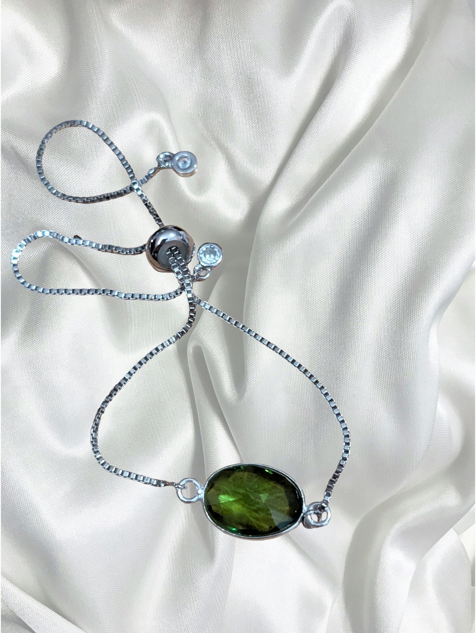 Peridot Oval Slider Bracelet – Sterling Silver
