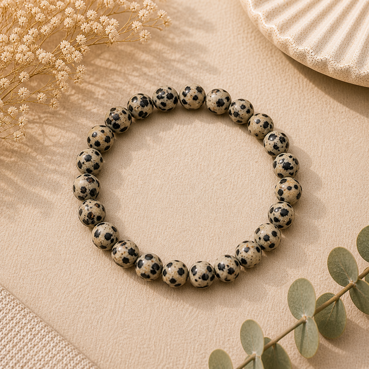 Dalmatian Jasper Stretch Bracelet – Joy, Grounding & Protection