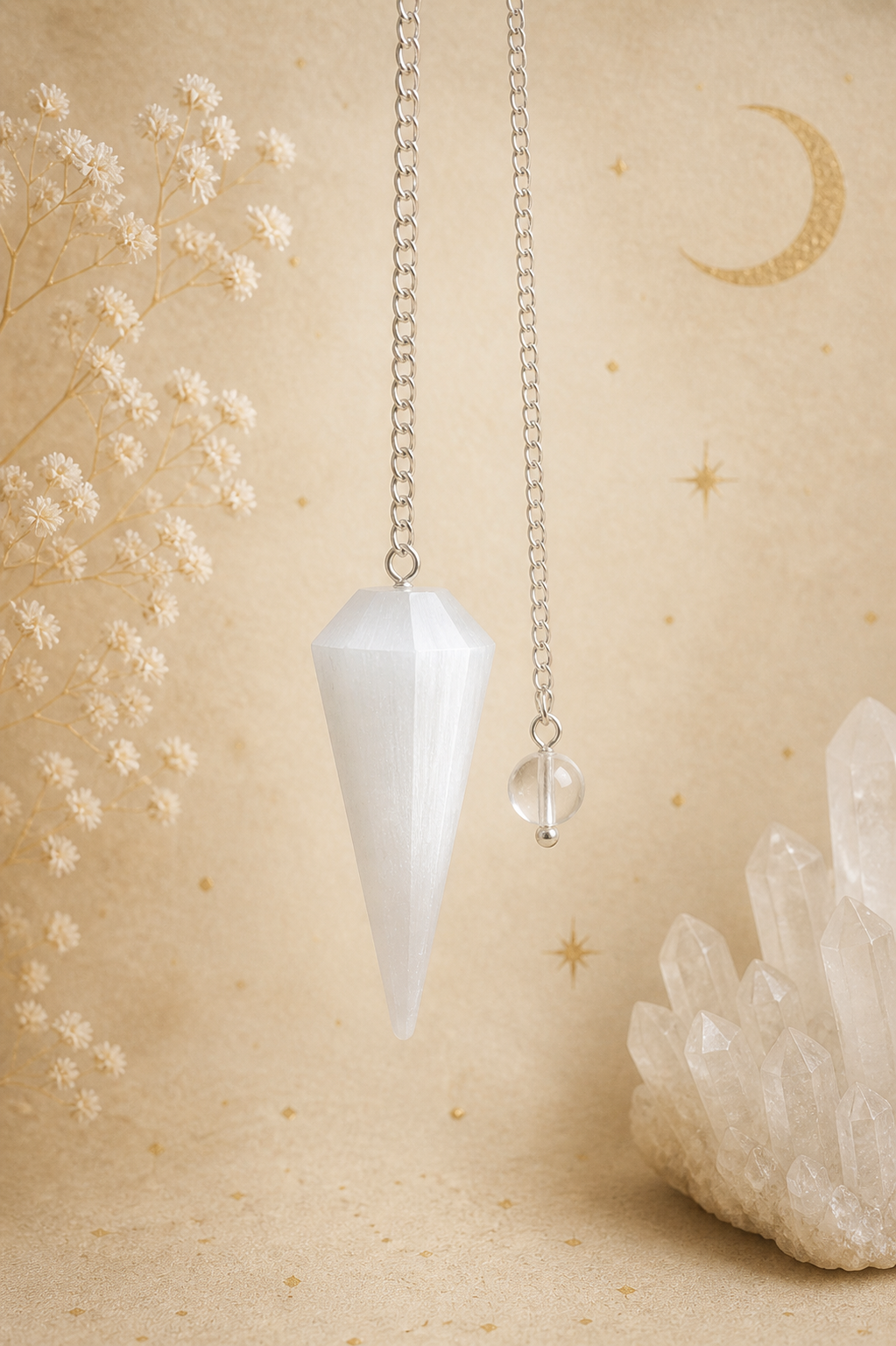 Selenite Pendulum – Intuition, Clarity & Energy Clearing