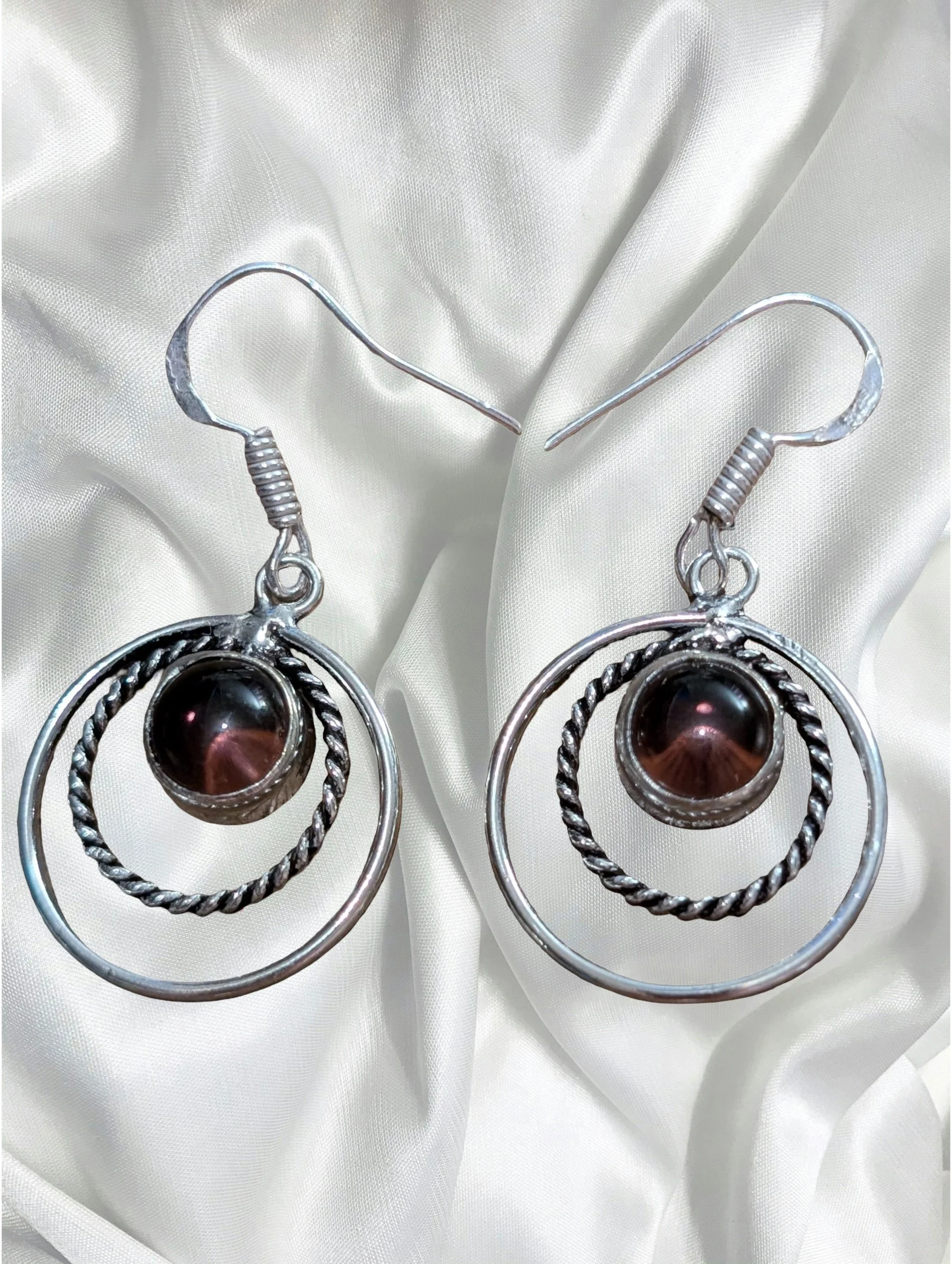 Amethyst Circle Drop Earrings