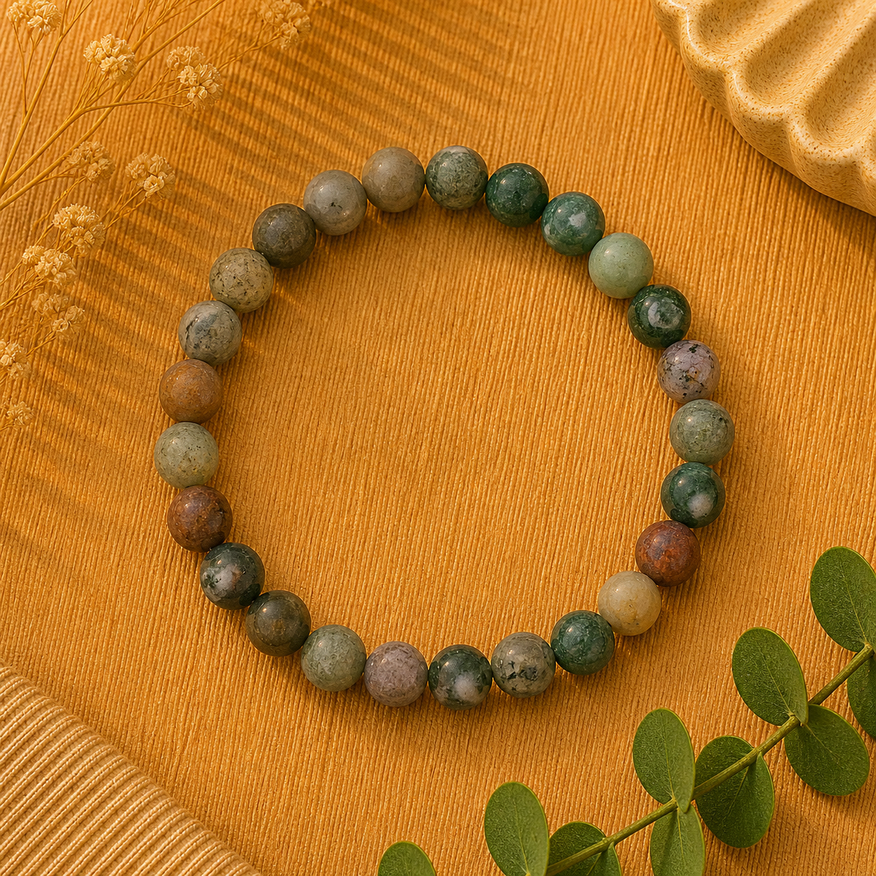 Indian Agate Stretch Bracelet – Stability, Protection & Inner Peace