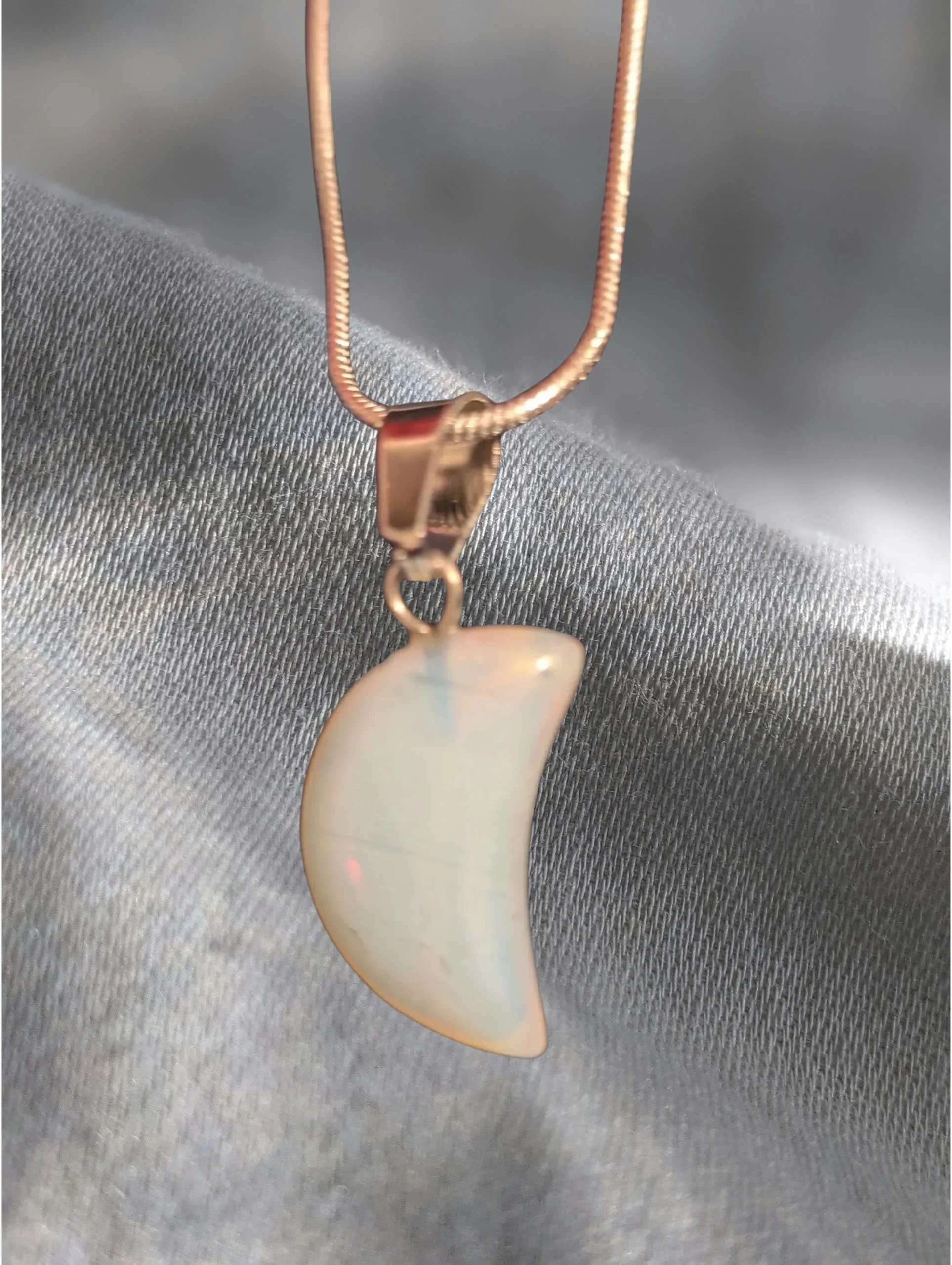 🌙 Opalite Crescent Moon Pendant Necklace  ✨ Calm • Confidence • Gentle Renewal