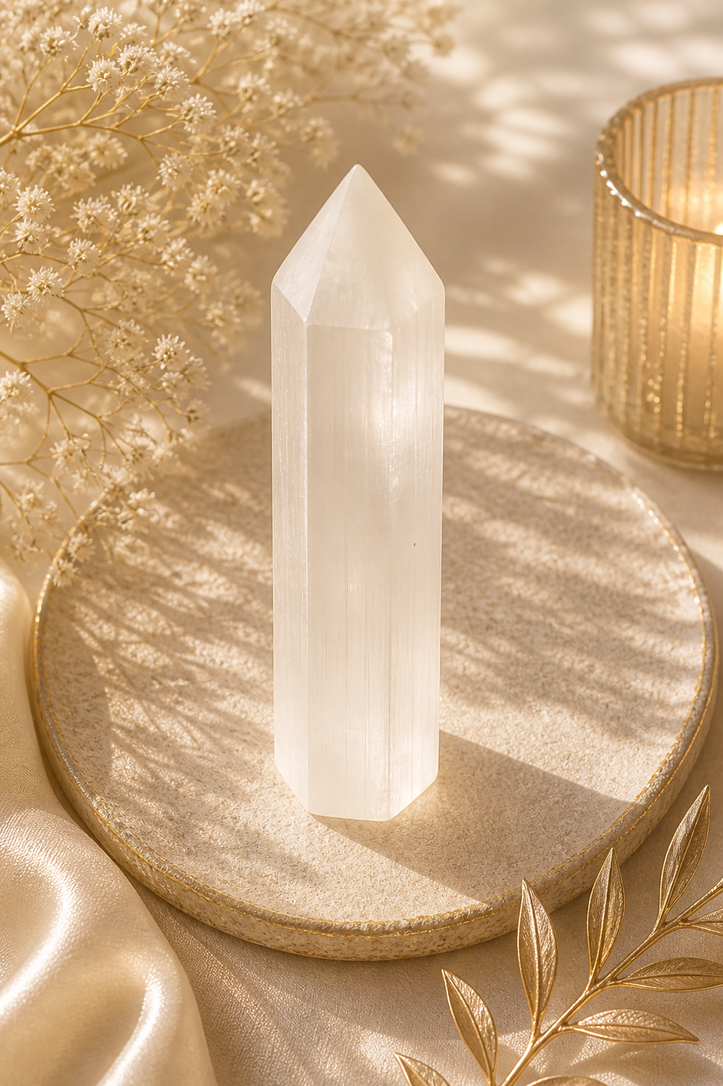 Selenite Point – Alignment, Clarity & Purification (4.5")