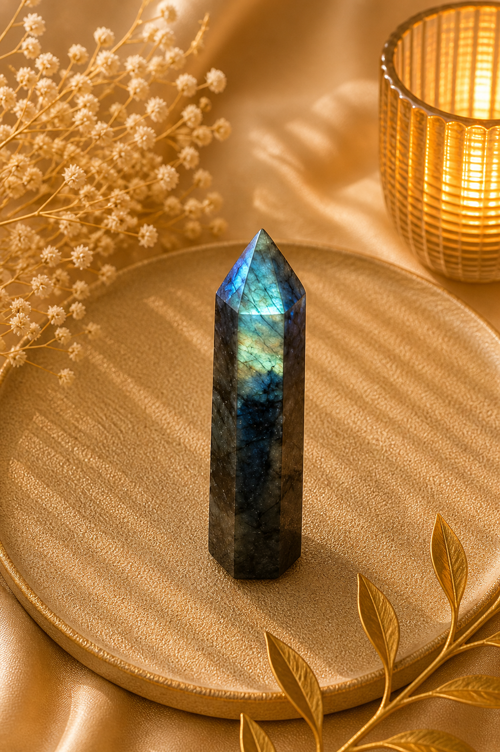 Labradorite Point – 4" Tall Intuition • Protection • Spiritual Awakening