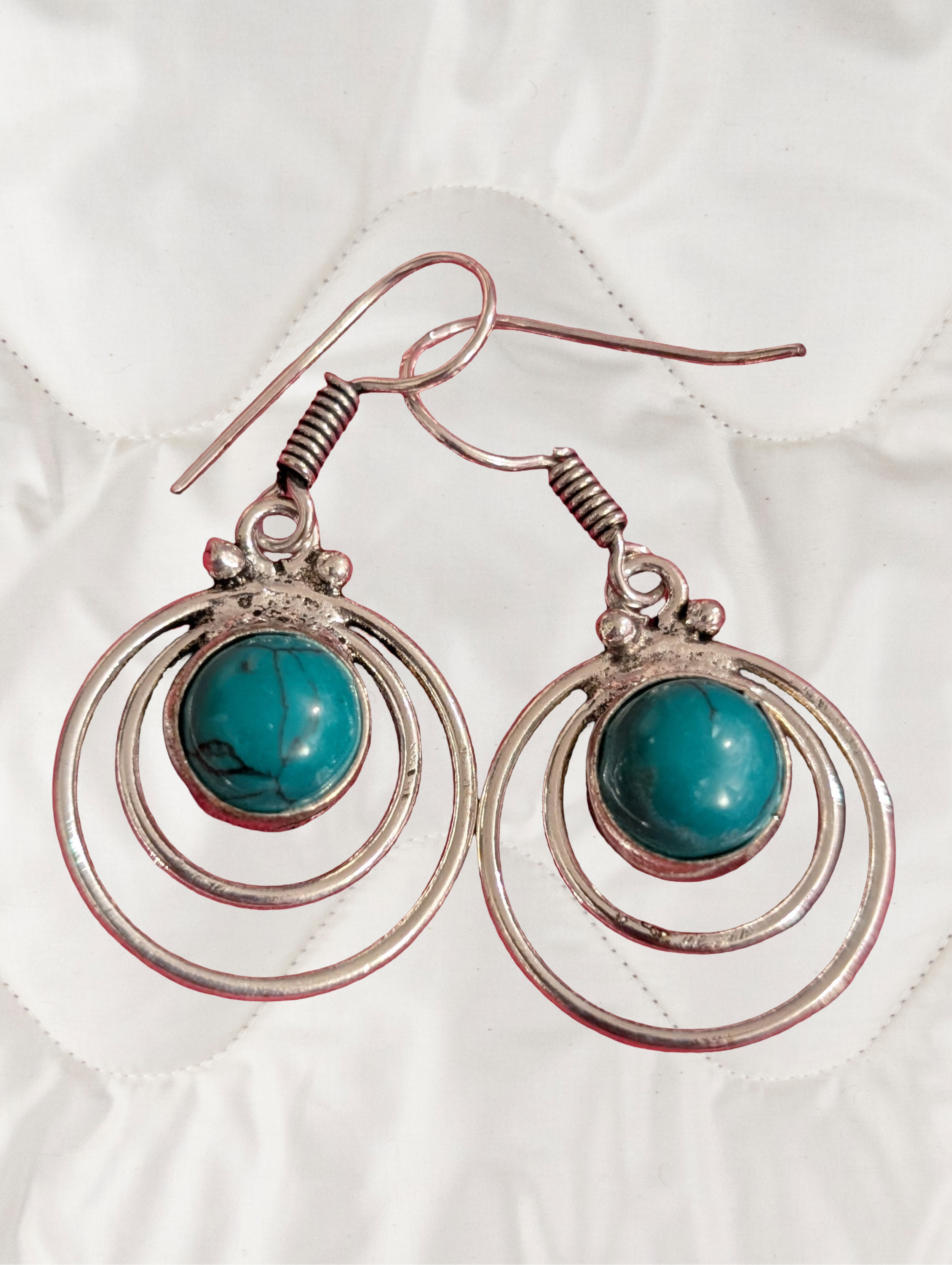 🌊🔮 Turquoise Spiral Hoop Earrings 🔮🌊