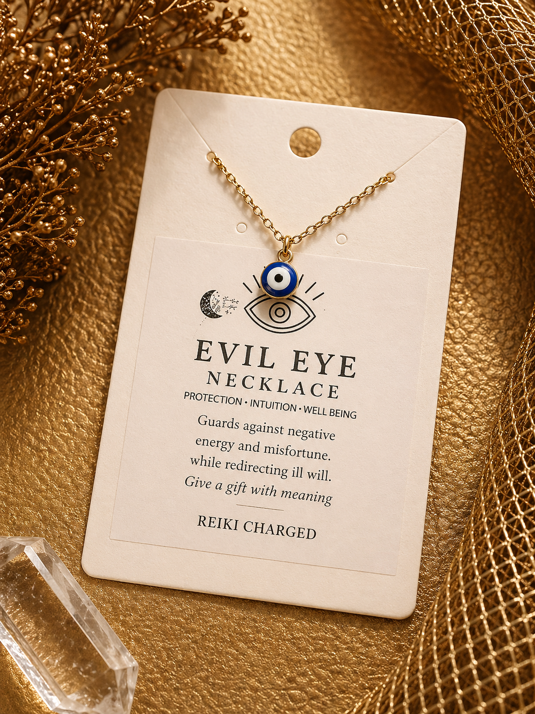 🧿 Evil Eye Necklace – Gold Plated Sterling Chain (18")