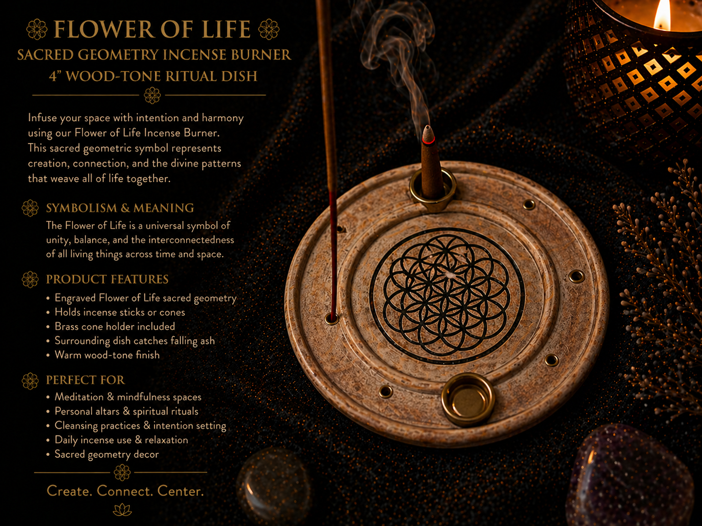 Flower of Life Incense & Cone Burner