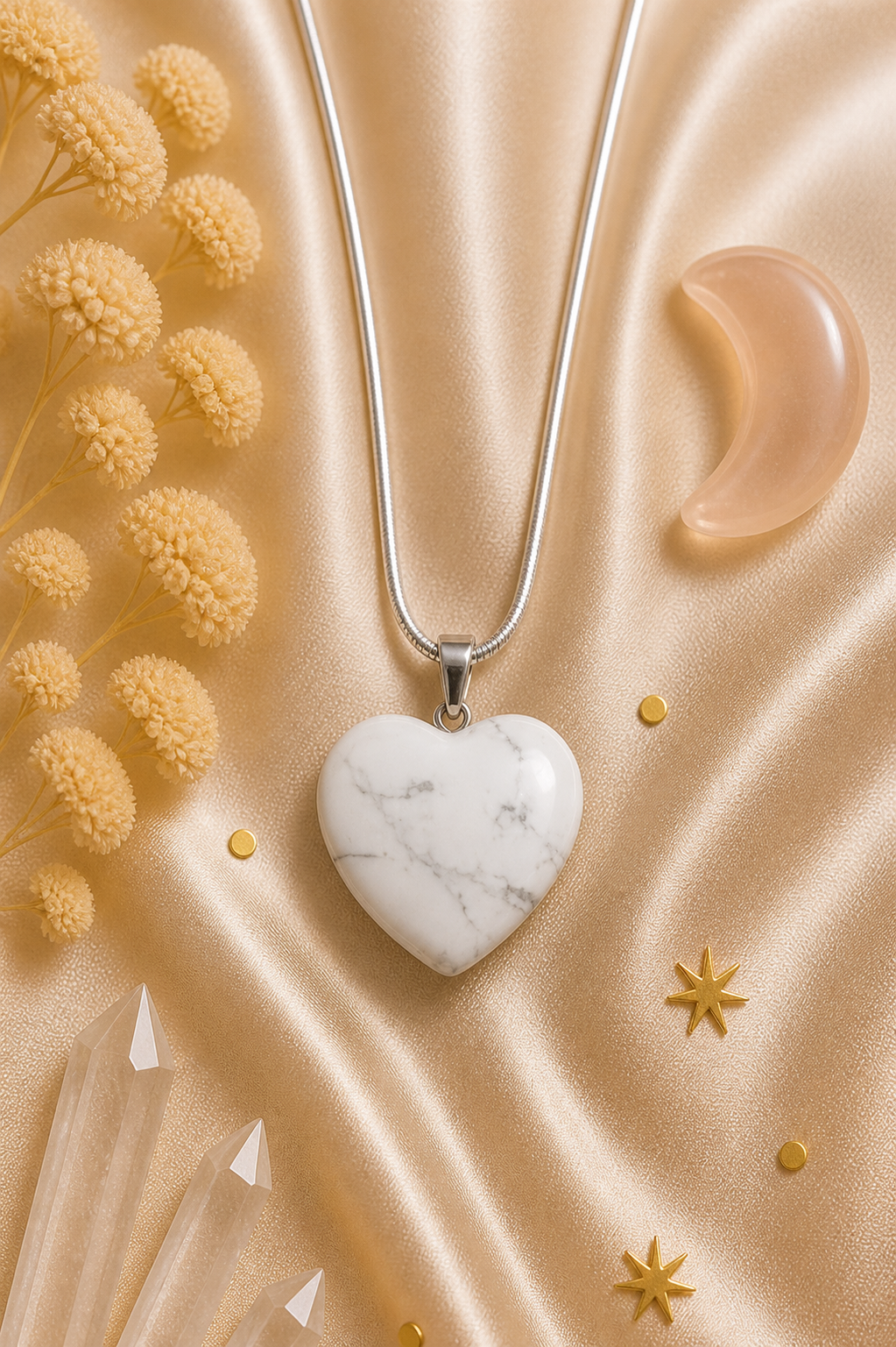 Howlite Heart Pendant – Compassion • Communication • Spiritual Connection