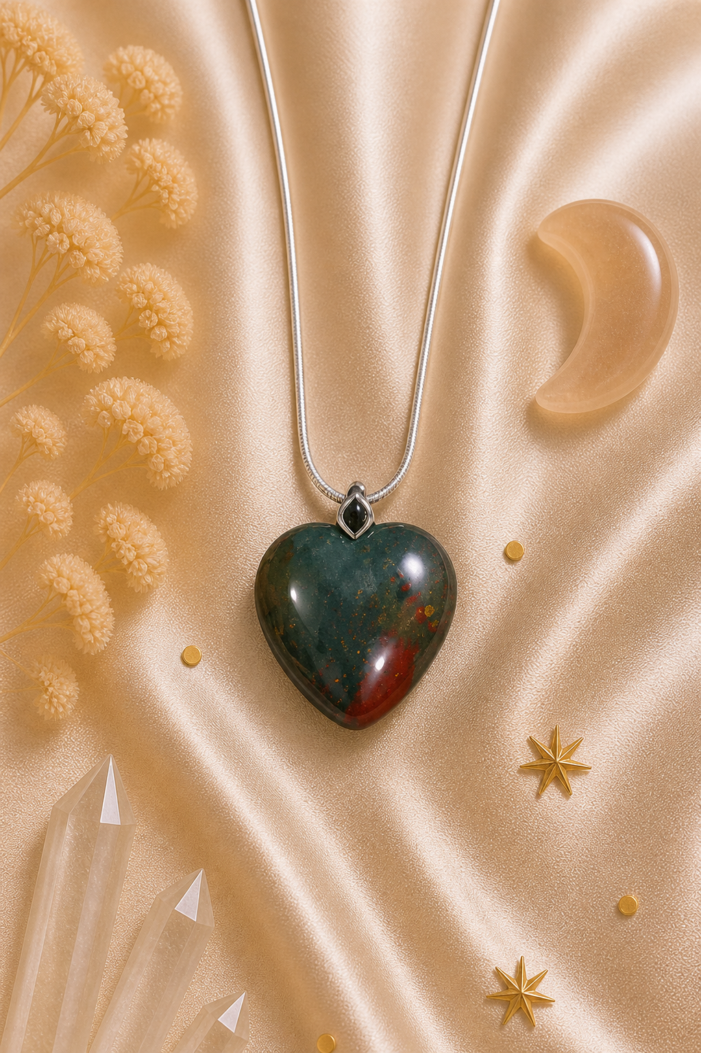 Bloodstone Heart Pendant – Courage • Healing • Emotional Renewal