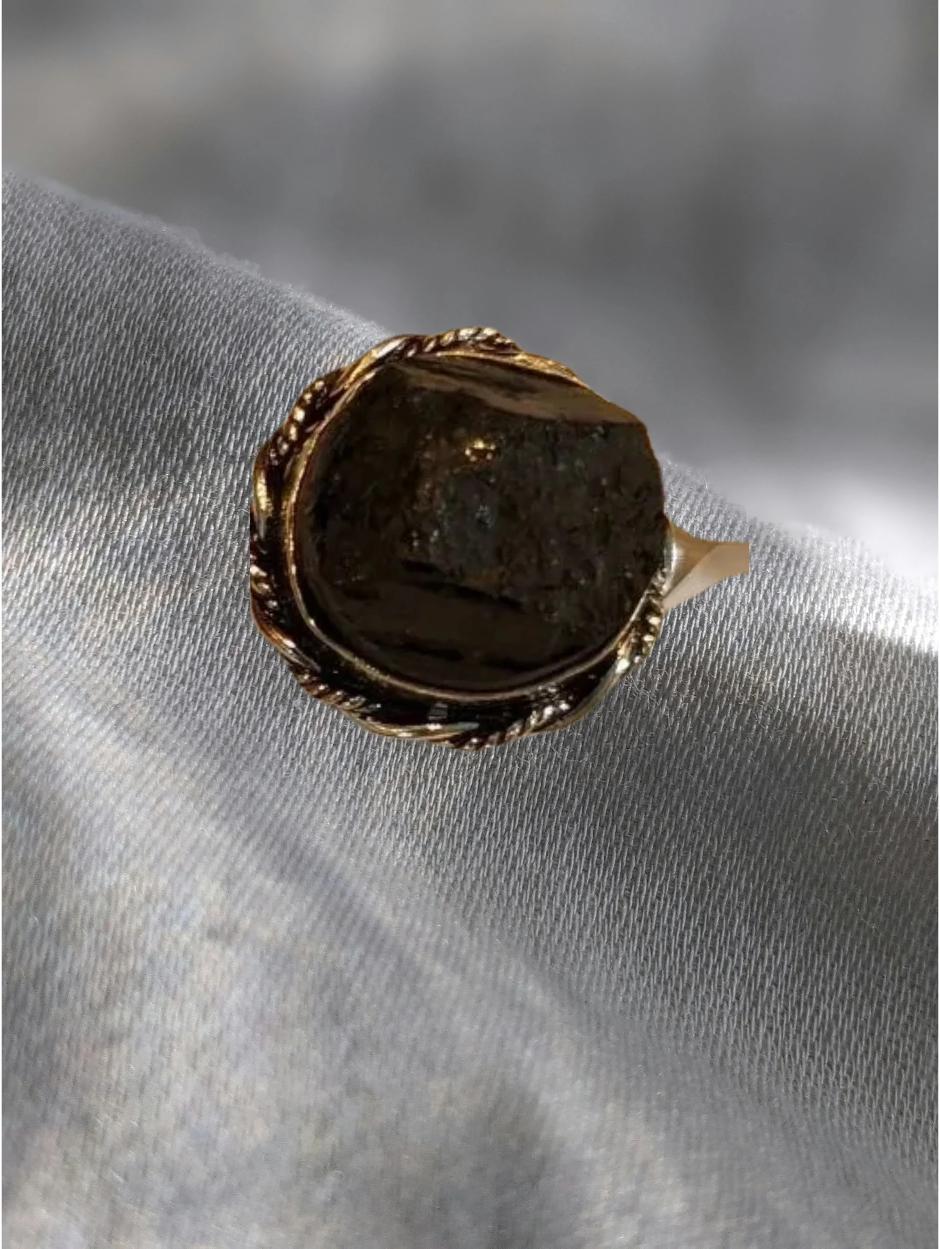 🛡️🌟 Raw Tourmaline Filigree Round Sterling Silver Ring – Size 7.5  Protection • Grounding • Transmutation • Energetic Clarity 🌟🛡️