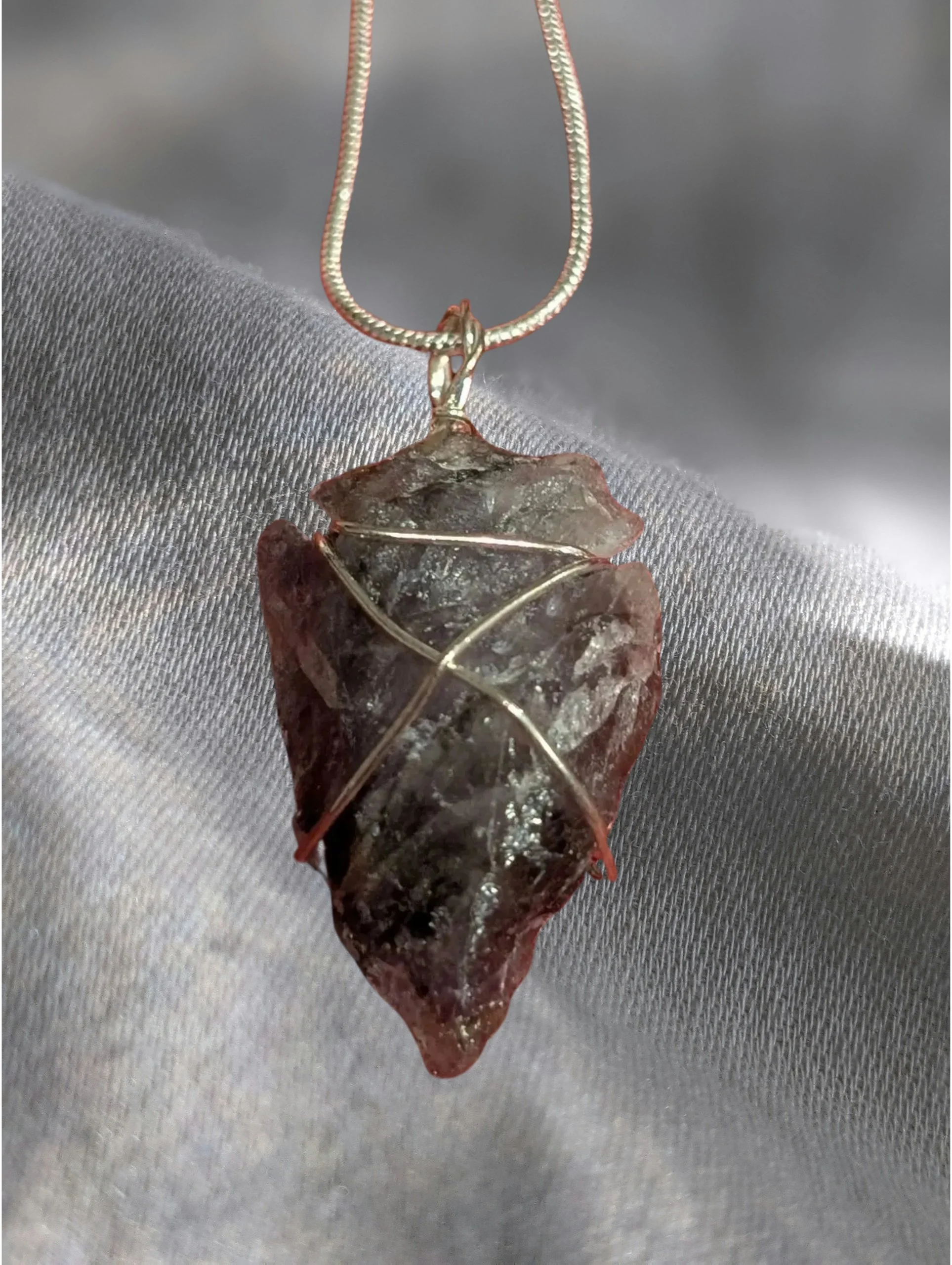💜 Amethyst Wire-Wrapped Arrowhead Pendant Necklace  ✨ Intuition • Protection • Spiritual Calm