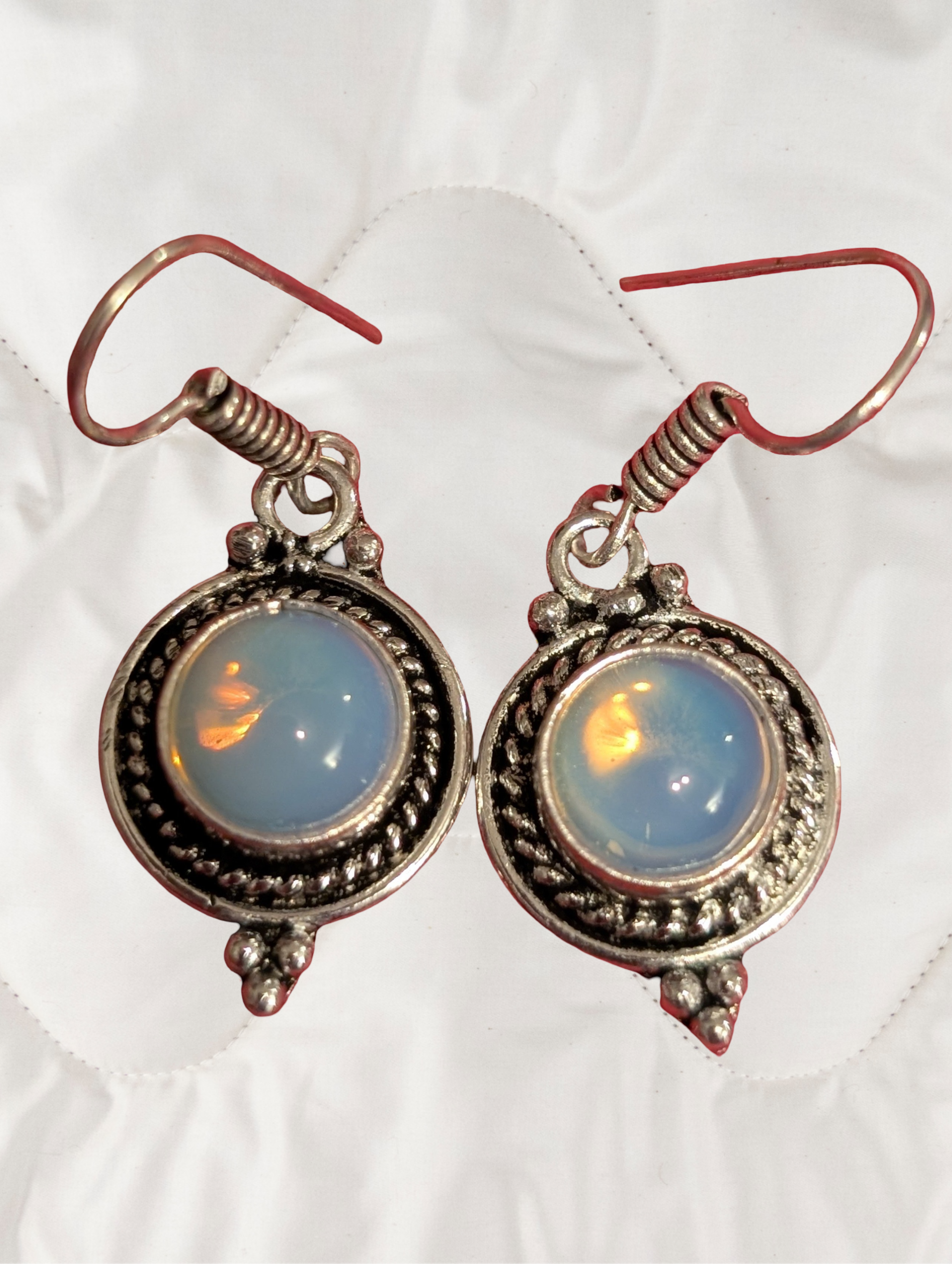 🌙✨ Opalite Moon Halo Sterling Silver Earrings ✨🌙