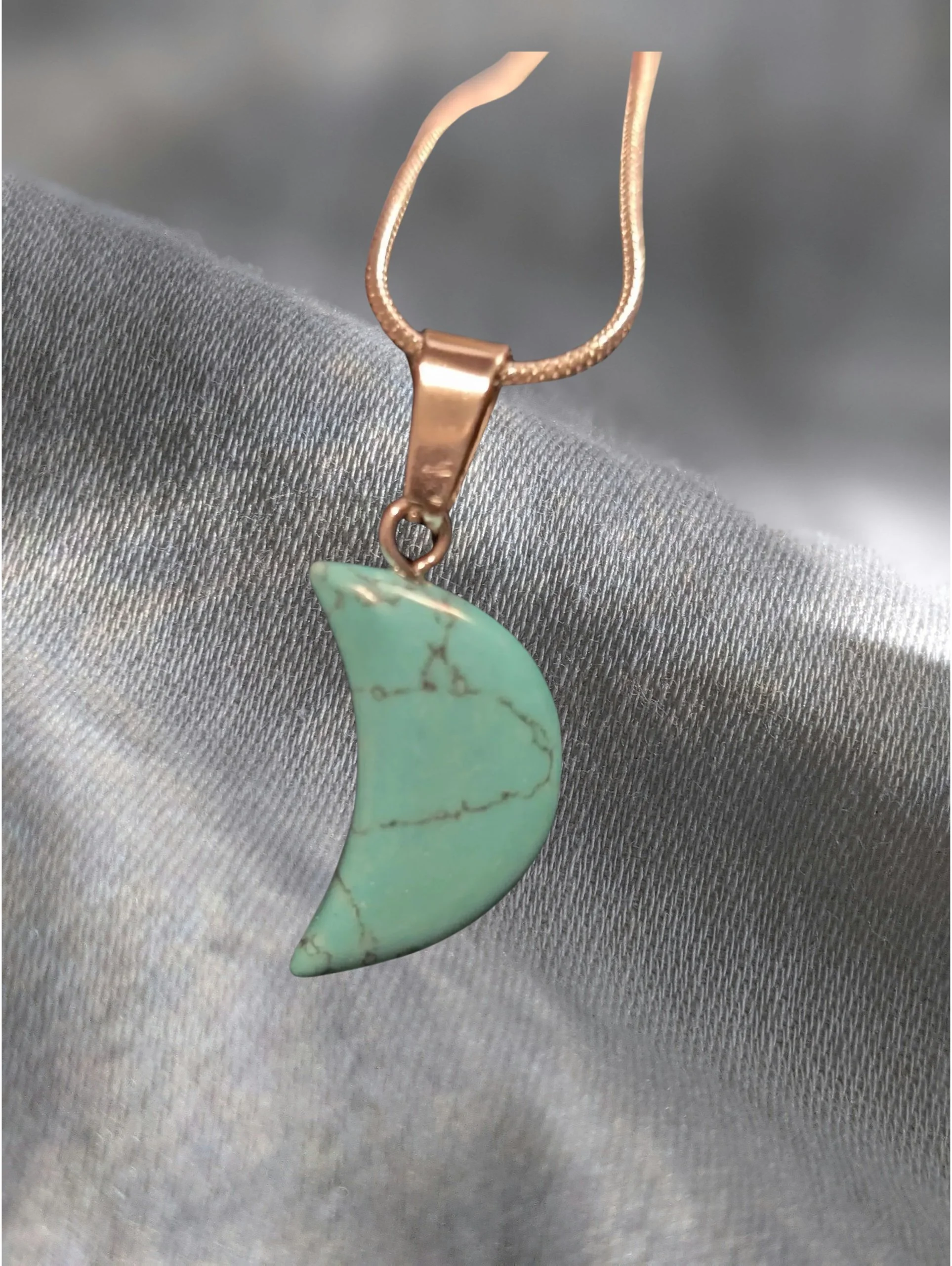🌙 Turquoise Crescent Moon Pendant Necklace  ✨ Protection • Calm • Inner Balance