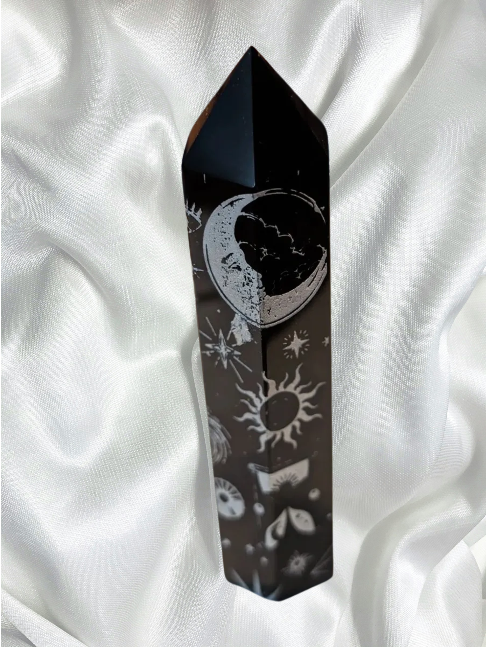 Black Obsidian Celestial Point (4" x 1.1") Protection • Grounding • Energetic Shield