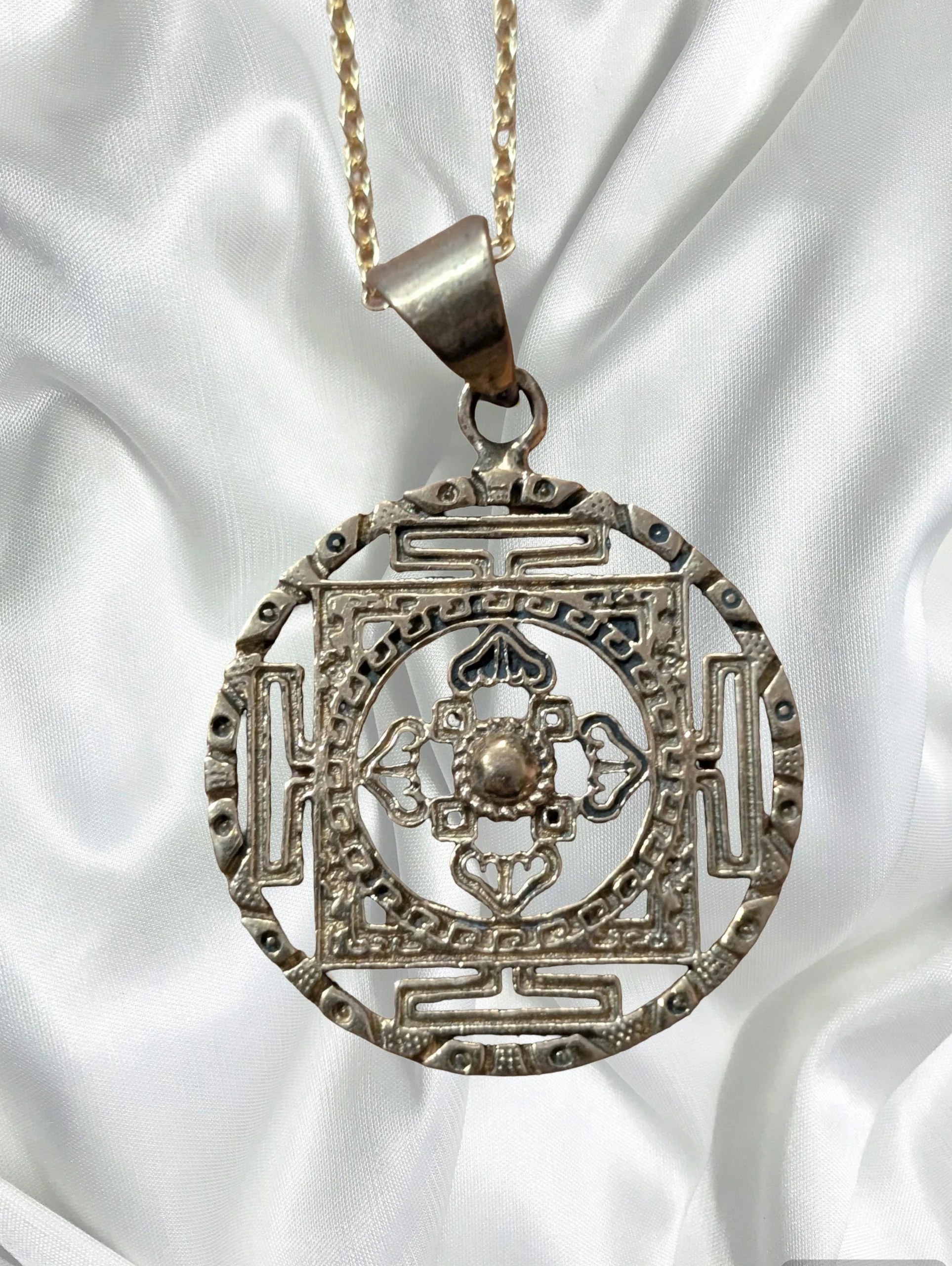 Sacred Yantra Mandala Amulet – Brass
