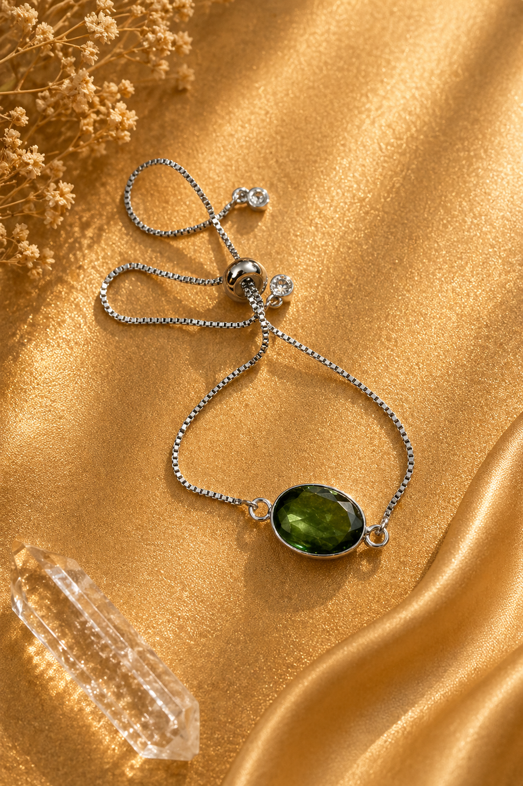 Peridot Oval Slider Bracelet – Sterling Silver