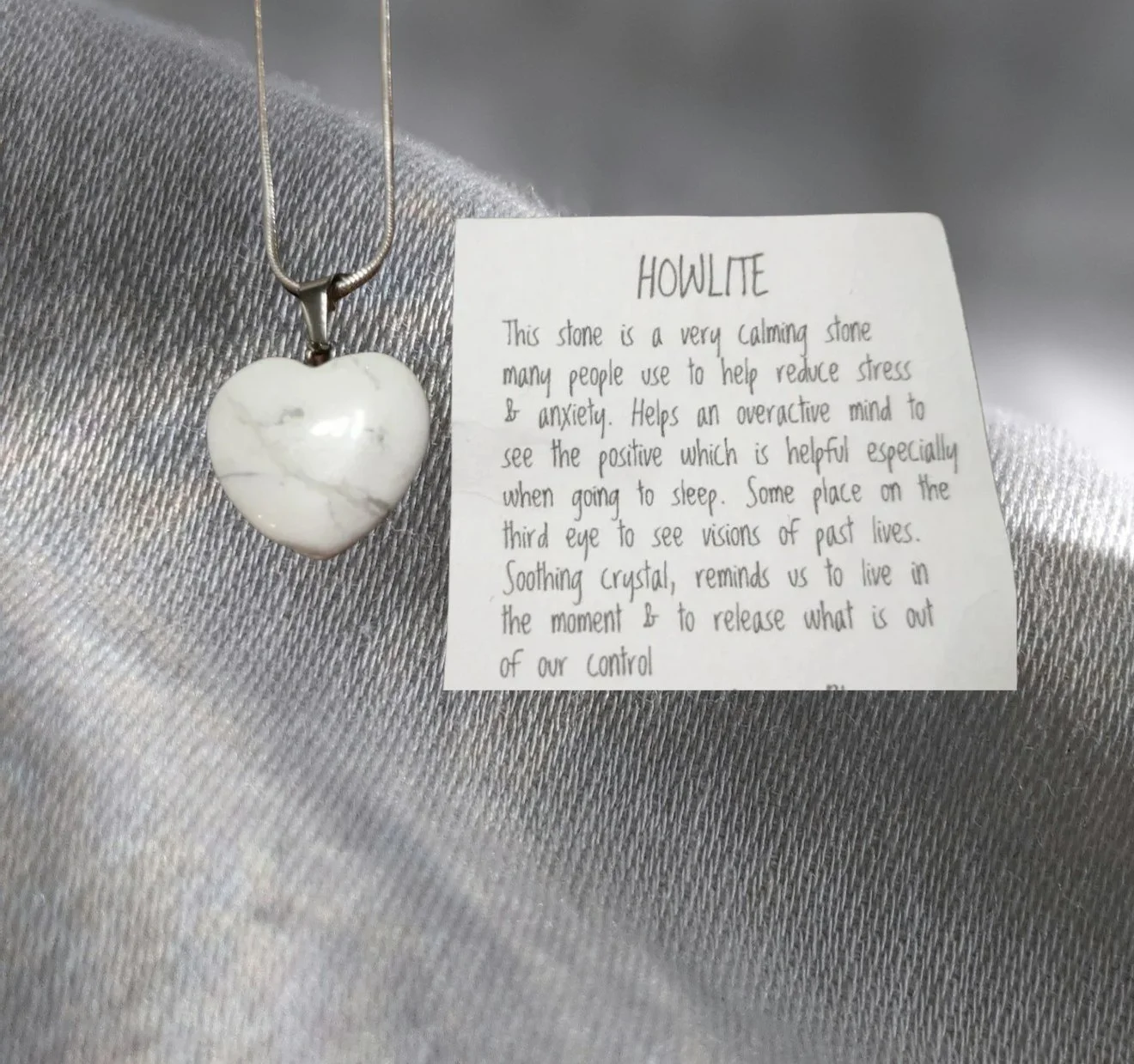 Howlite Heart Pendant – Compassion • Communication • Spiritual Connection